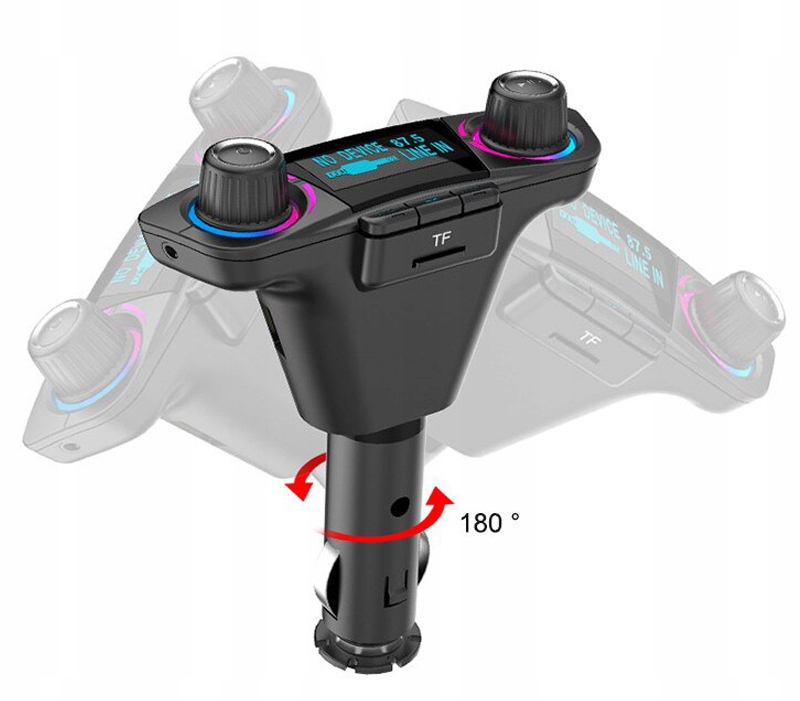 TRANSMITER FM BLUETOOTH 5.0 USB WIELOFUNKCYJNY 8w1 Model ZESTAW GŁOŚNOMÓWIĄCY WOLTOMIERZ