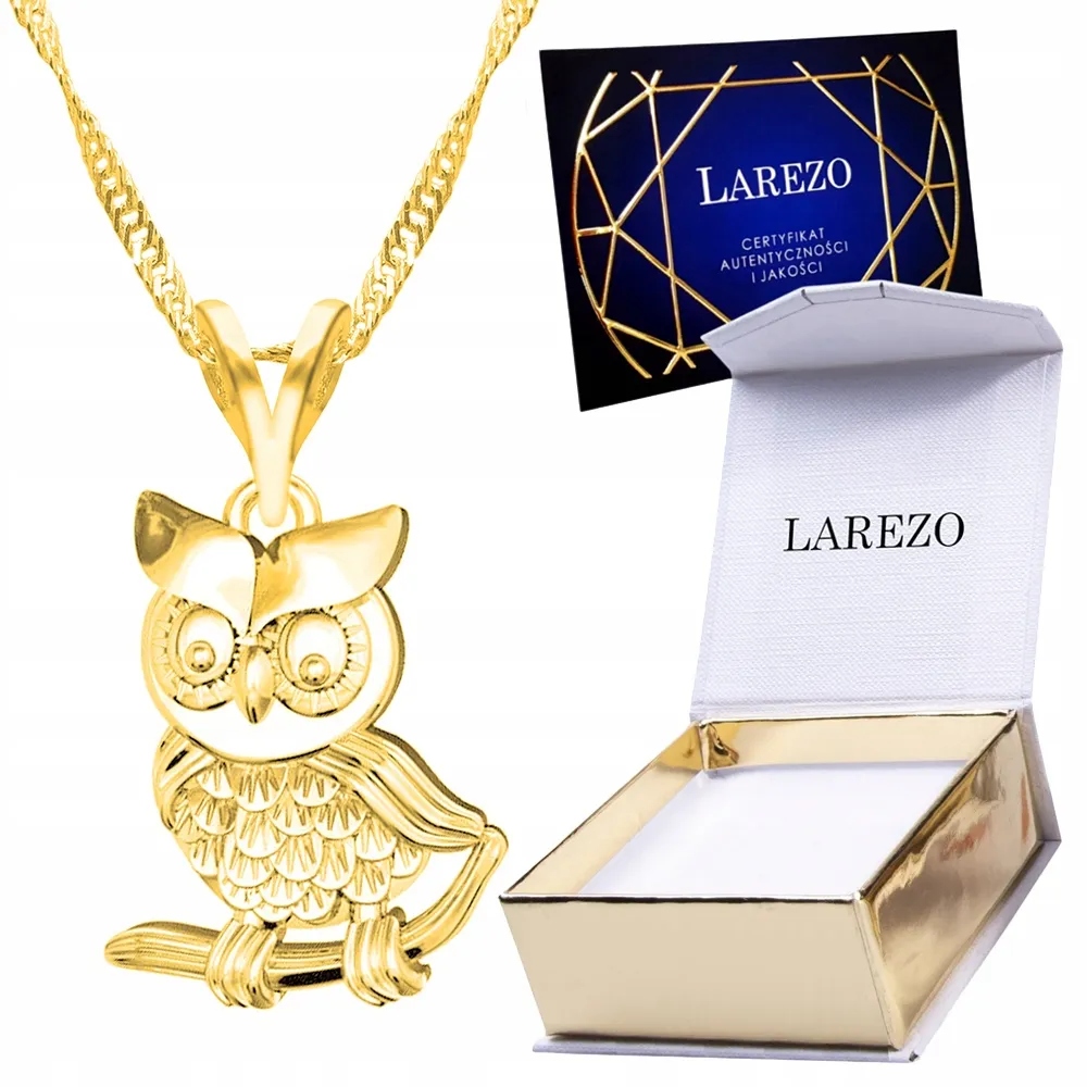 Zlatý náhrdelník Sova Přívěsek s ptákem Závěsný Ptáček Stříbro 925