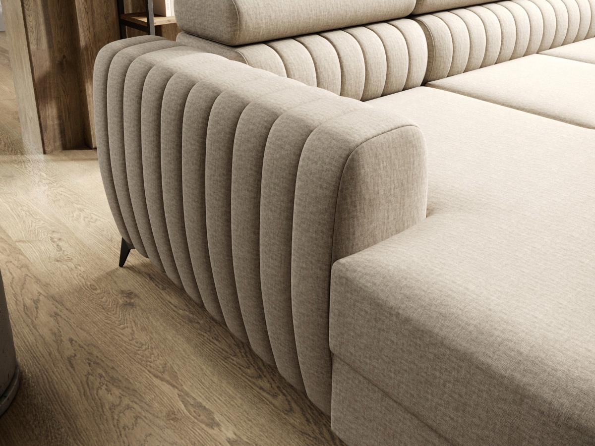 Moderní Rohová Sedací Souprava 270x203x90 Opěrky hlavy Funkce Vysoké nohy Dorado O-sofa