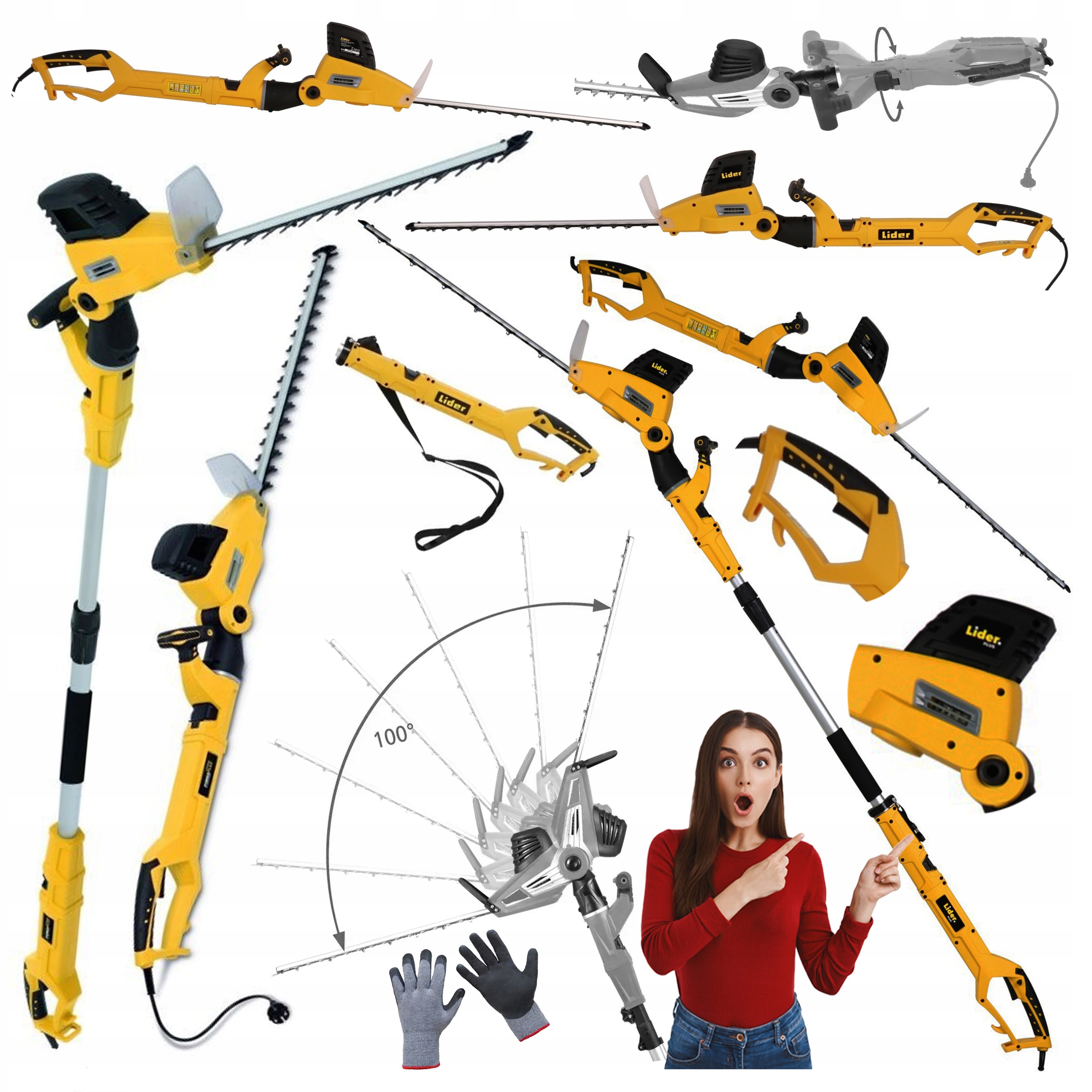 NOŻYCE 2w1 DO ŻYWOPŁOTU 720 W 51CM NA WYSIĘGNIKU LIDER FULL ZESTAW LUX