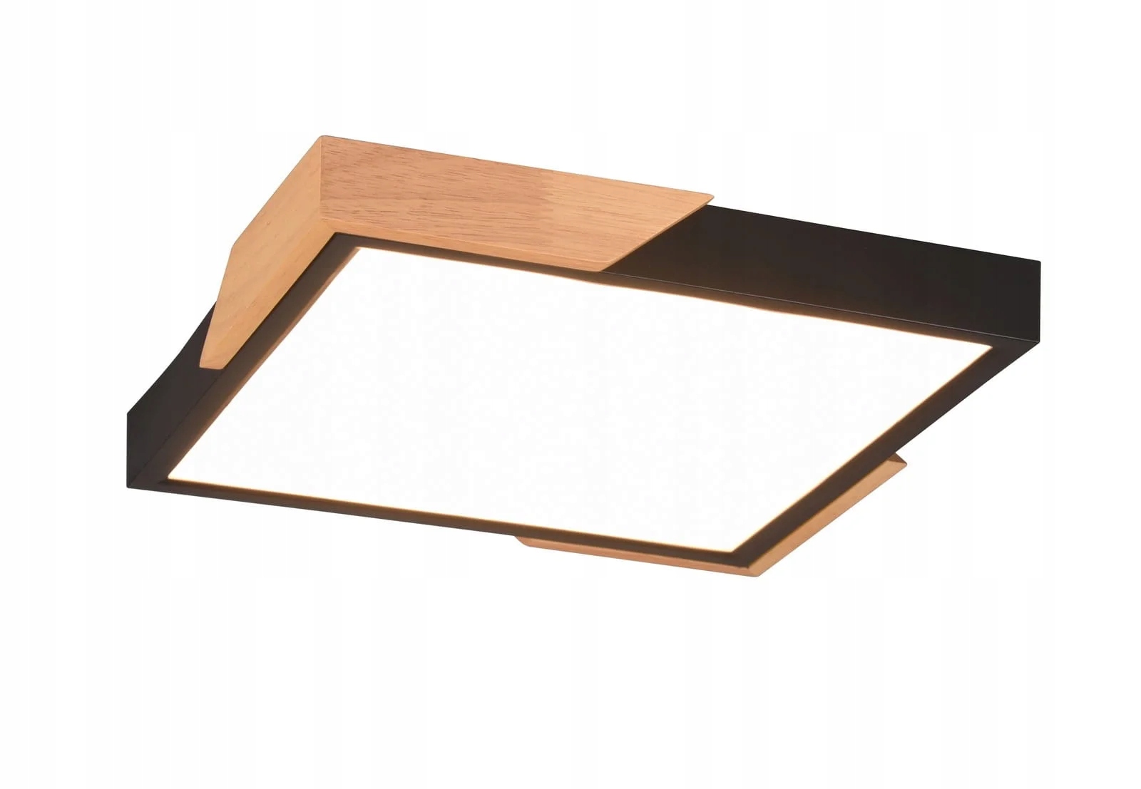 Stropné svietidlo Led 20W Meta, štvorcová, čierna/drevo, Rl