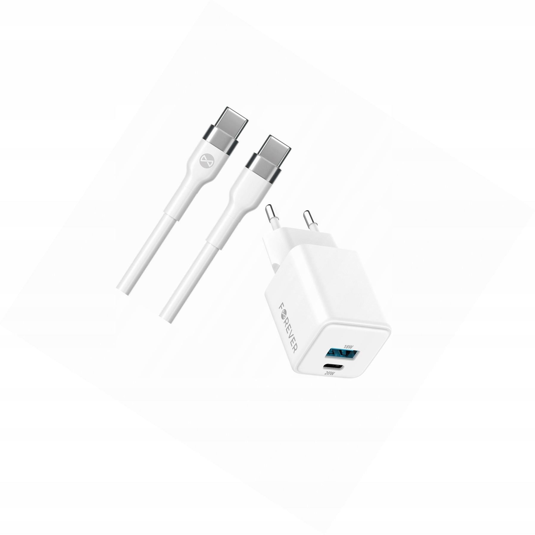 Szybka ładowarka GaN 20W 2 wejścia Usb i Usb-c z kablem do Oppo A16