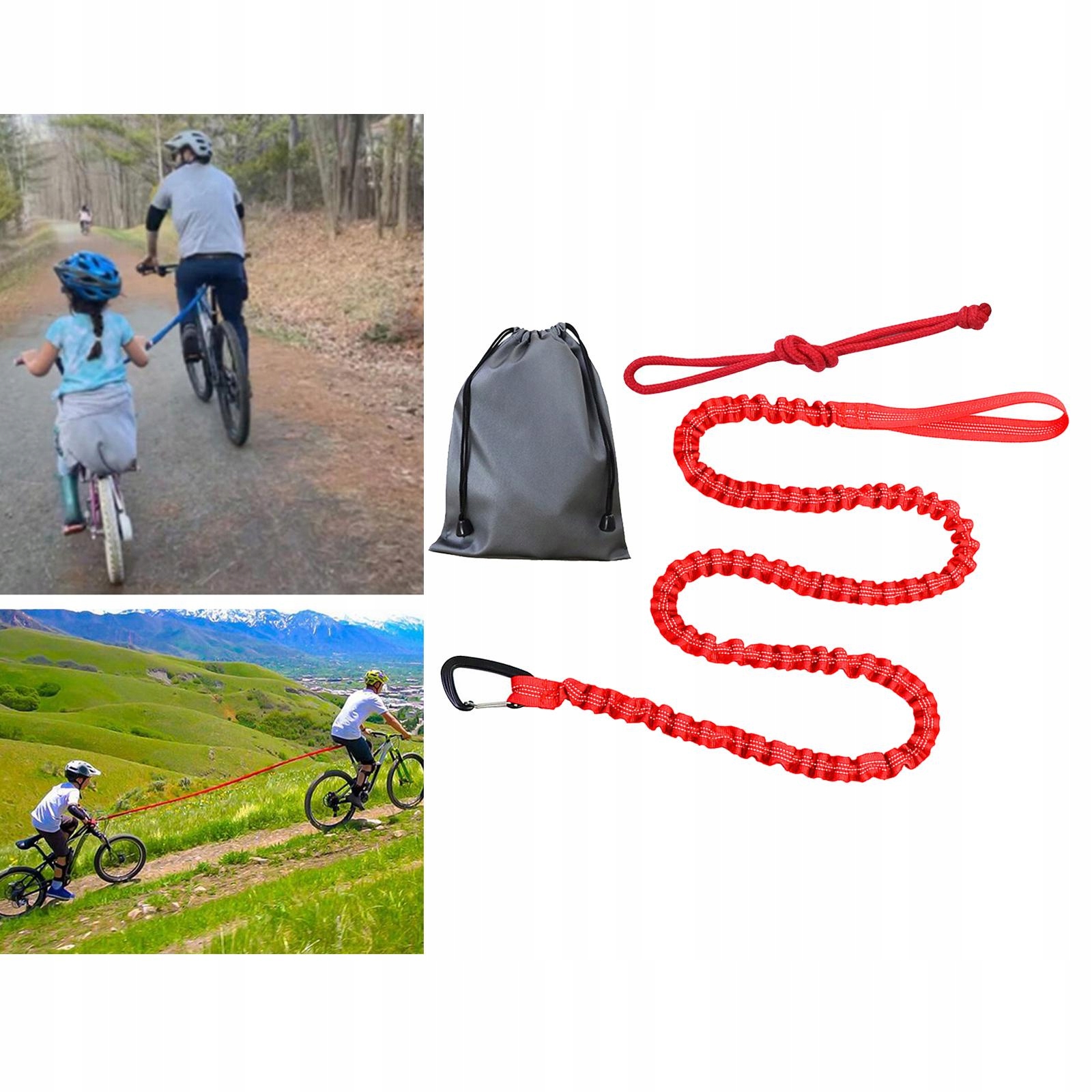 Linka holownicza do roweru Bungee Cord Elastic Dogs Running Red Marka bez marki