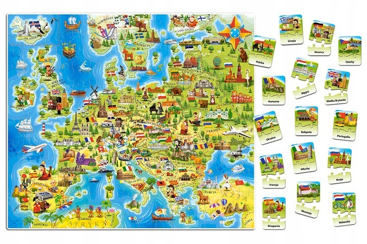 

Puzzle Układanka Mapa Europy 7+ 180 El Castor 3)