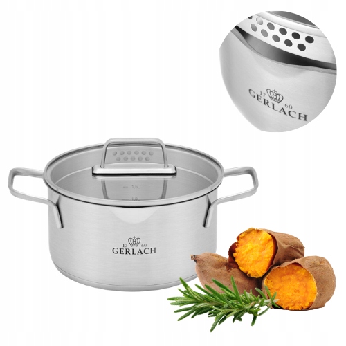 Gerlach Ambiente Garnek 2,5 L Z Pokrywką Do Odcedzania 20 CM Stalowy