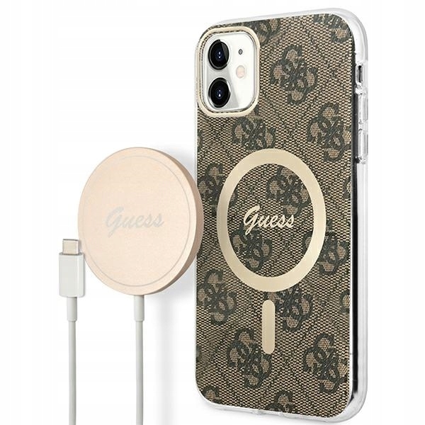 Sada Guess GUBPN61H4EACSW pouzdro nabíječka iPhone 11 6,1" hnědá MagSafe