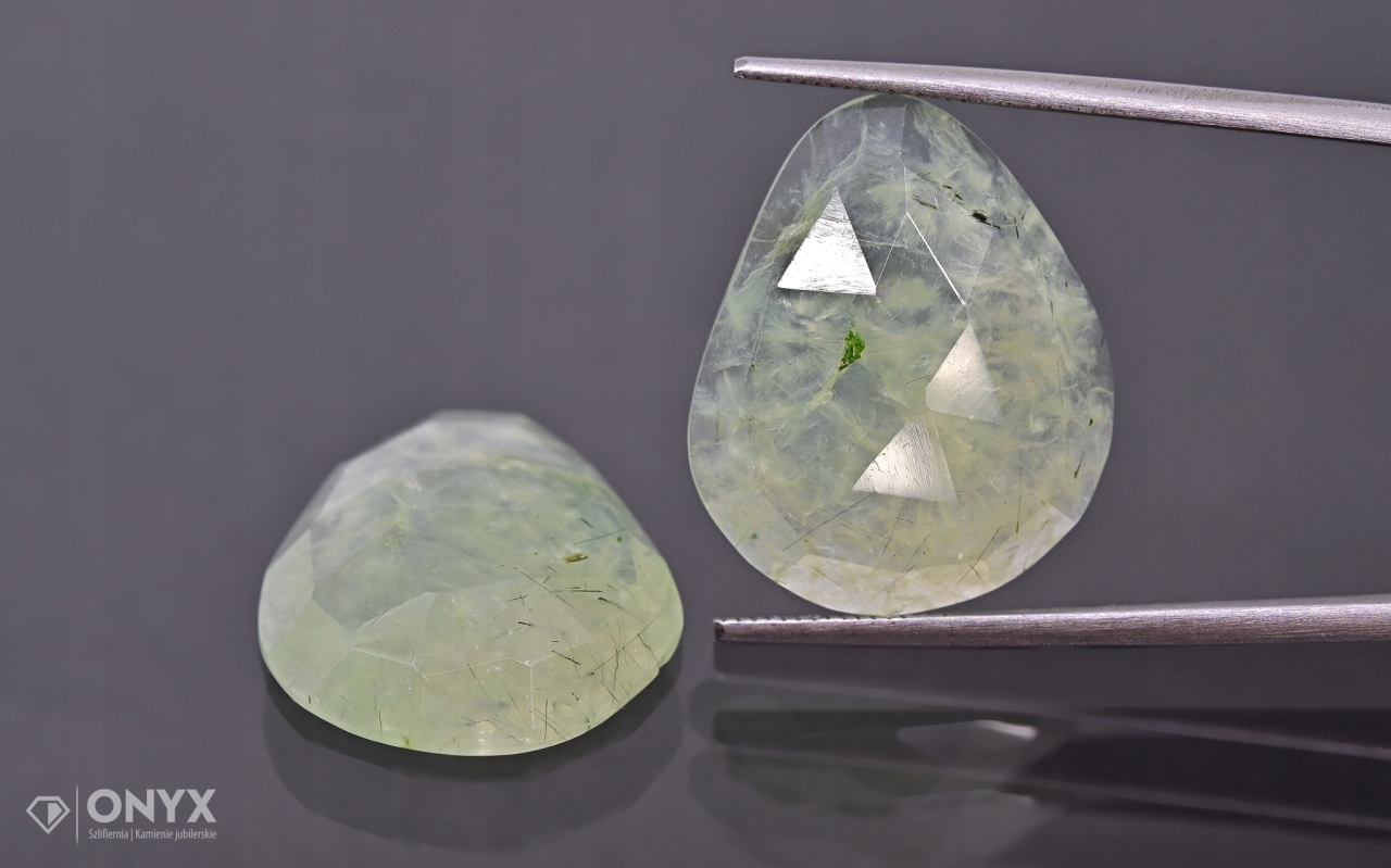 Prehnit fasetovaná rozeta Para nepravidelná 21x17