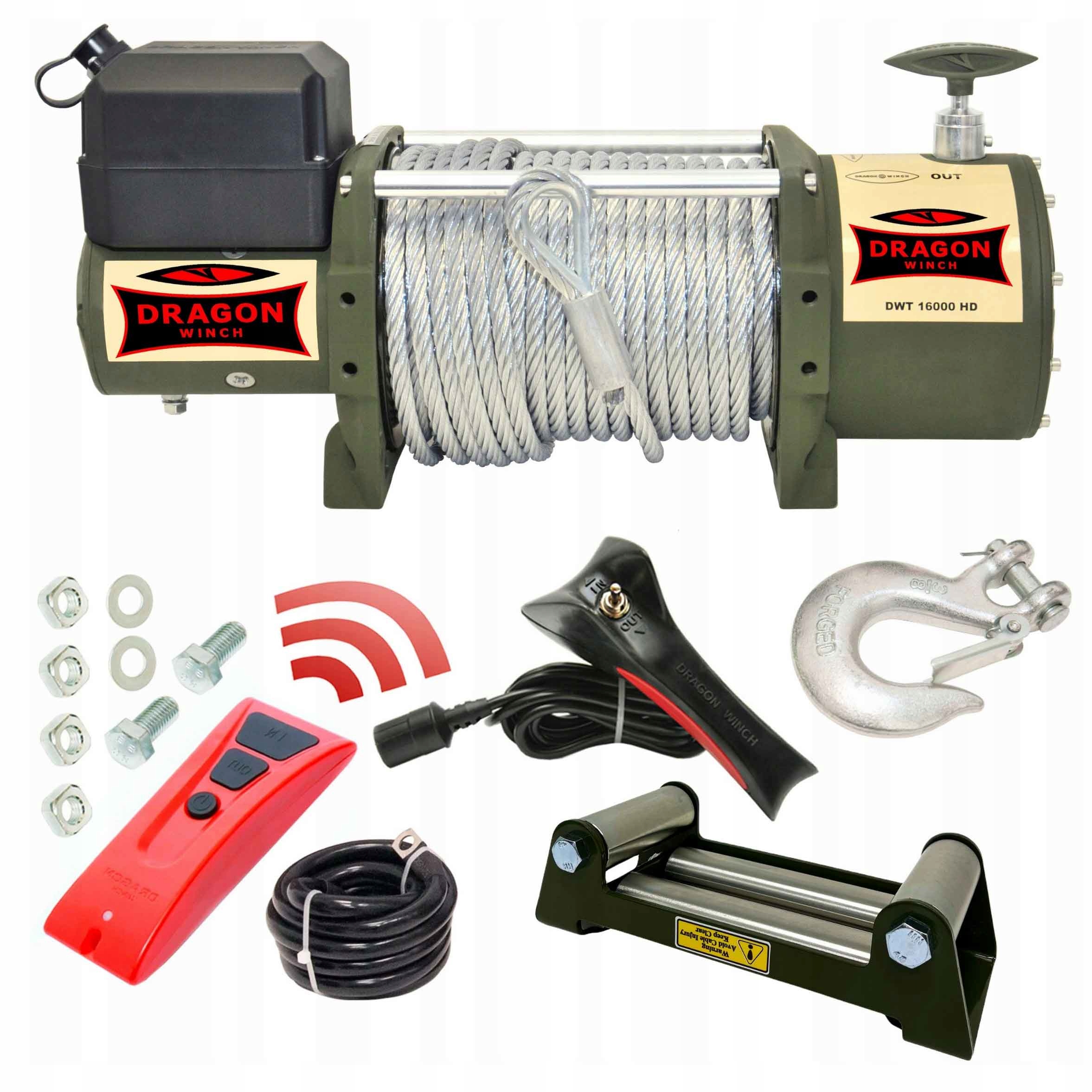 Wyciągarka Dragon Winch Dwt 16000 Hd Truck stalowa 7,3T II do Tira ciągnika
