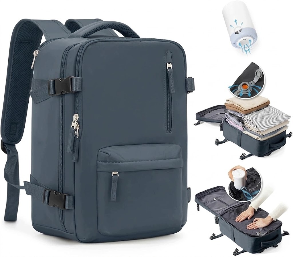 Plecak próżniowy 40x20x25 Ryanair z pompą Usb bagaż podręczny grafit
