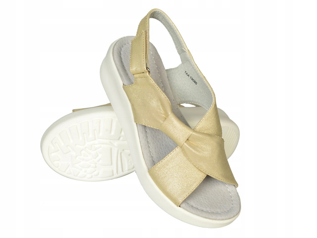 

Sandały Sandałki damskie Złote platforma /1908B/