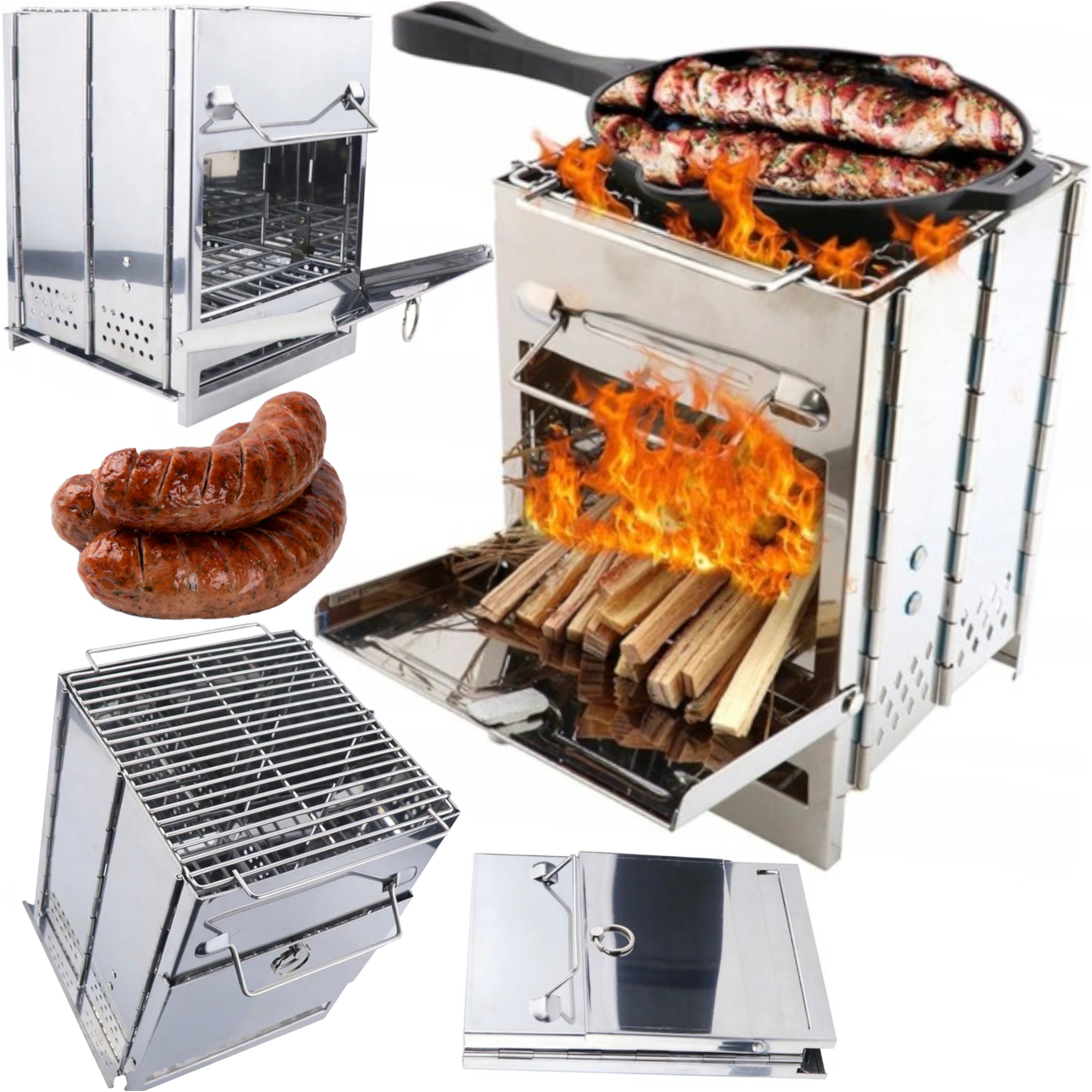 Turistický Vařič Raketový Gril Na Uhlí 3v1 Do Kapsy