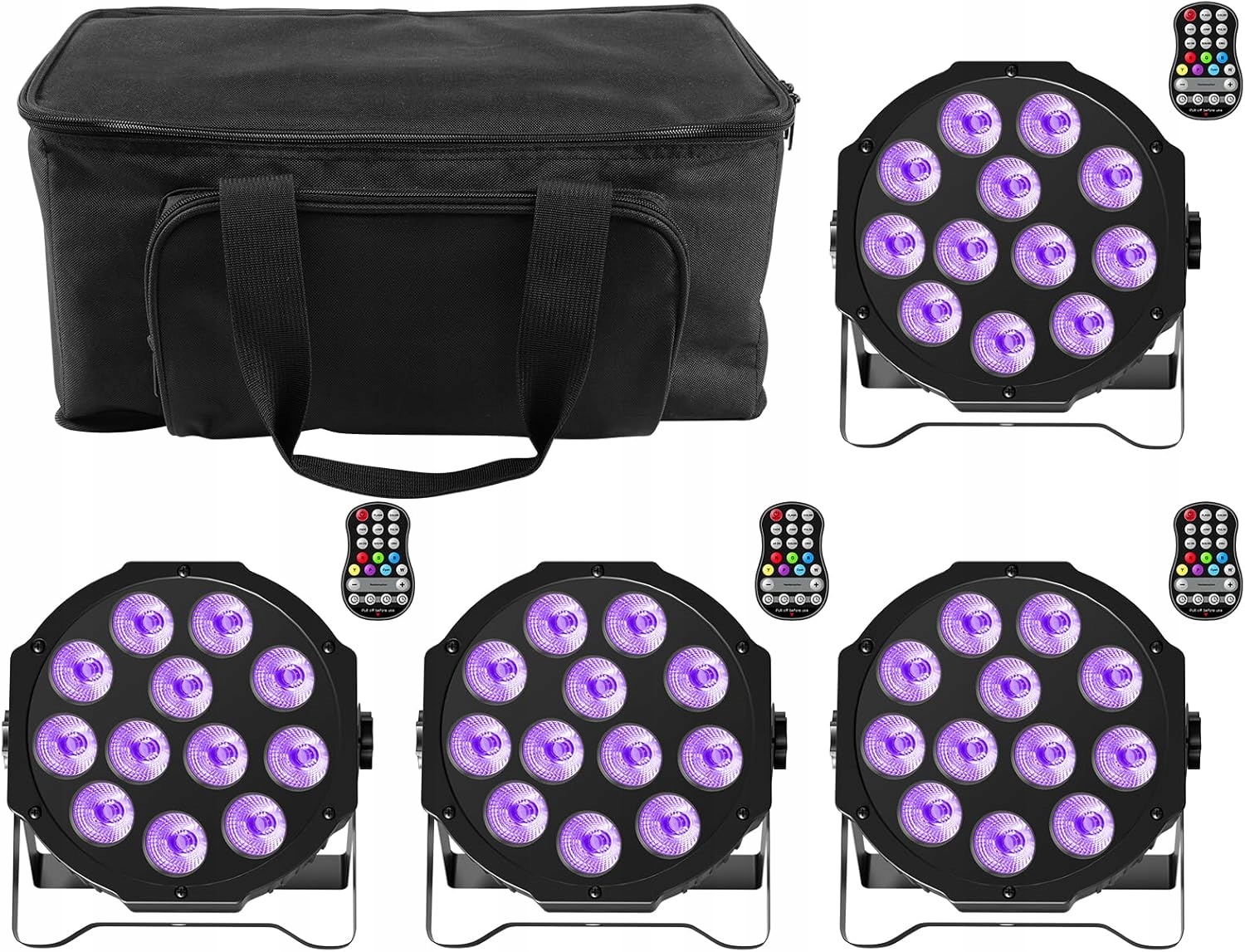 Scénické Led svetlá Par Rgbw 4x Akumulátor DMX 8CH Dj Diskotéka Taška