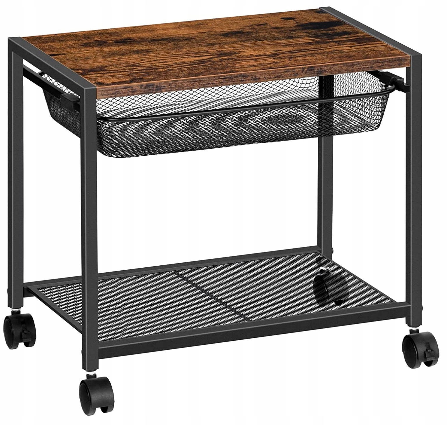 STOLIK POD DRUKARKĘ SZAFKA PÓŁKA PODSTAWKA NA KÓŁKACH LOFT 2 POZIOMY