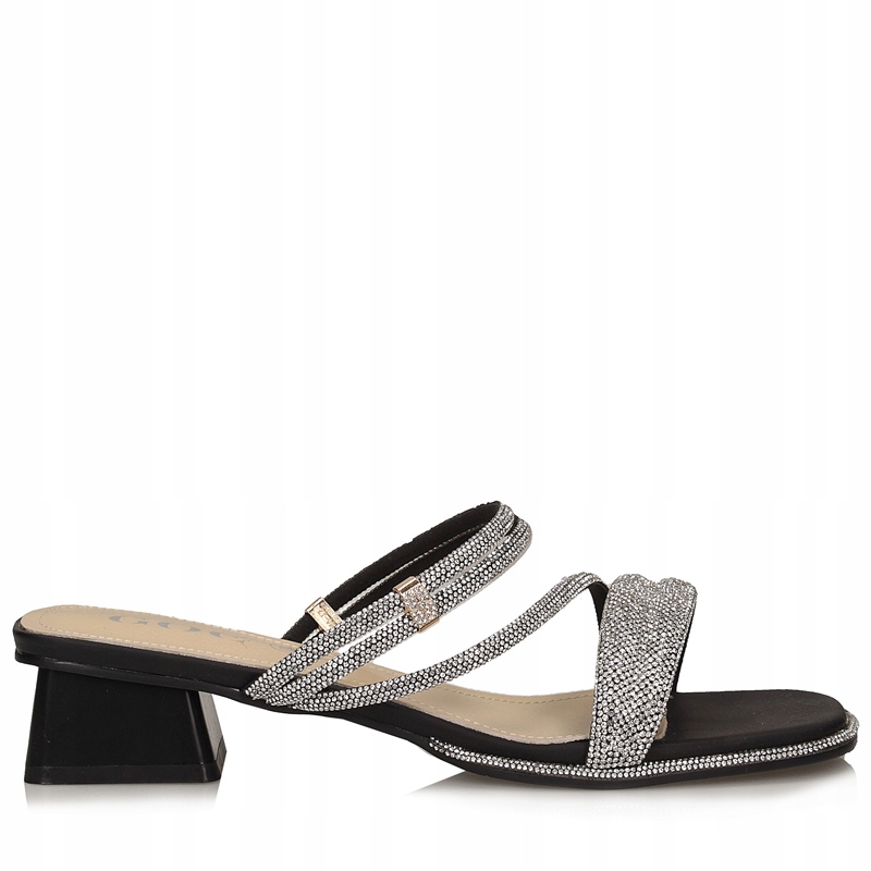 Elegantní nazouváky s černo-stříbrným podpatkem 3,5 cm Goe NN2N4262 39