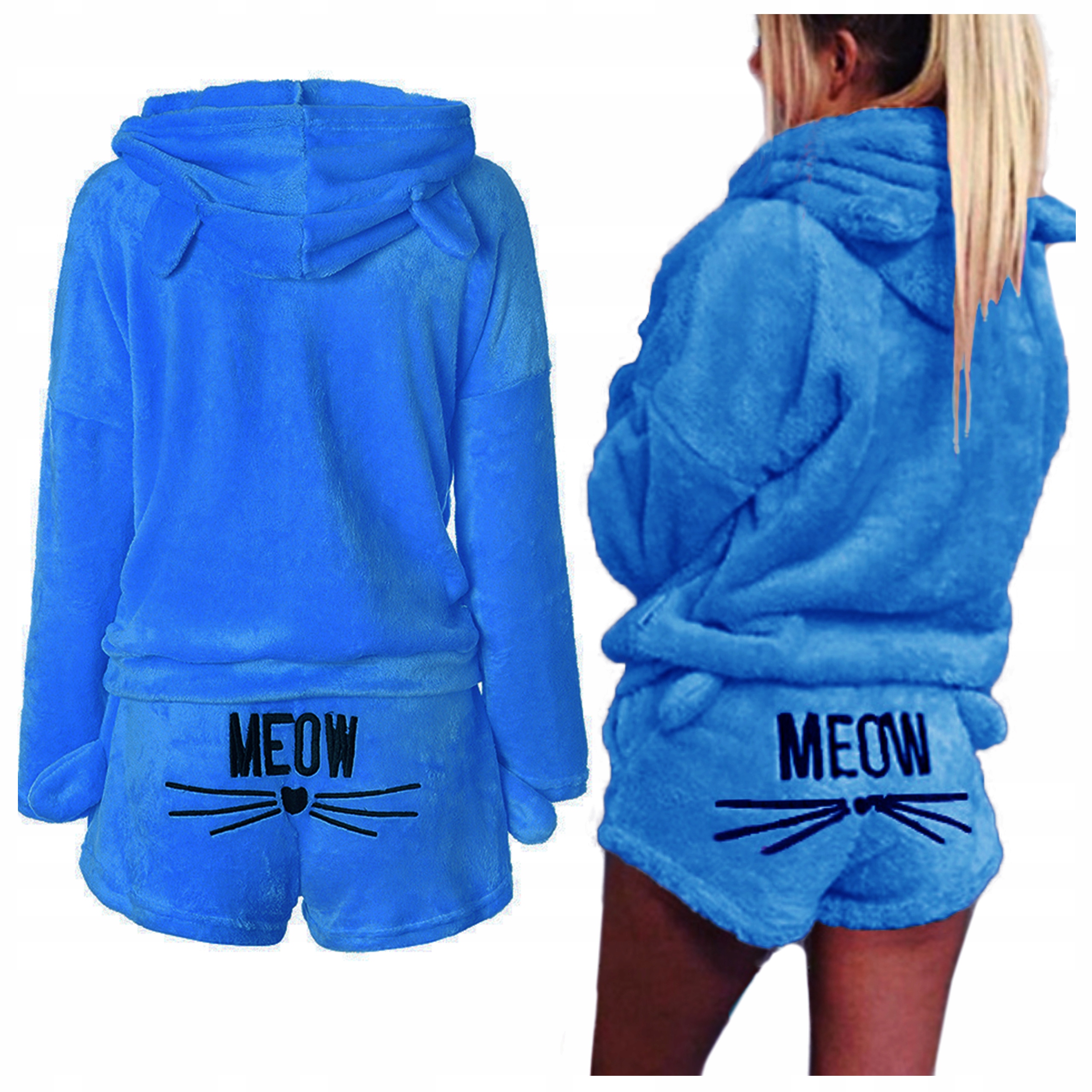 

Pluszowa Piżama ciepła Bluza Szorty meow Kot S 36