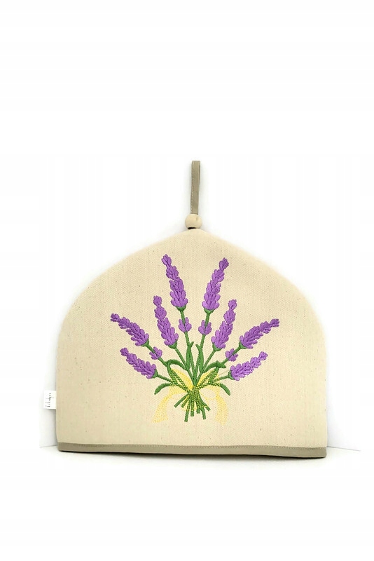Oteplovací obal na džbán, hrnek, konvice 32x26 cm, vyšívaná levandule