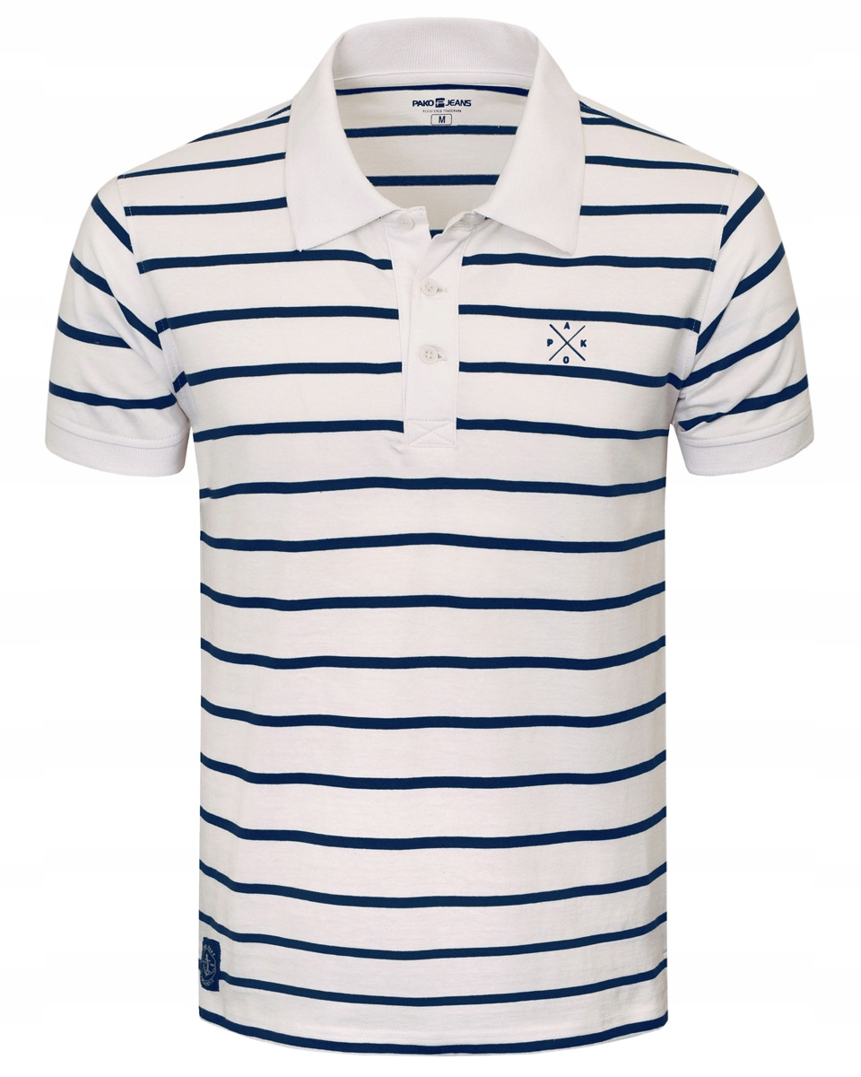 polokošile Pánské Hrubá Bavlna Bílá s proužky Anthem Pako Jeans