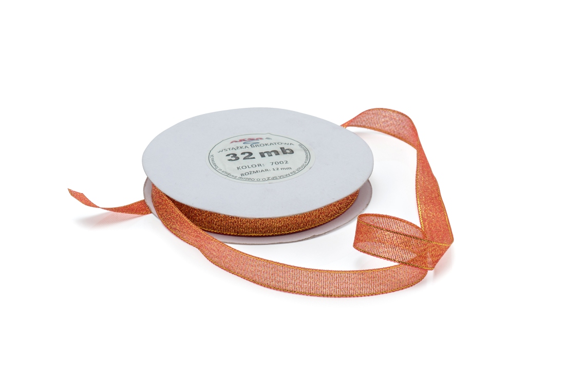 Taśma 6MM Brokatowa 32MM Pomarańczowa
