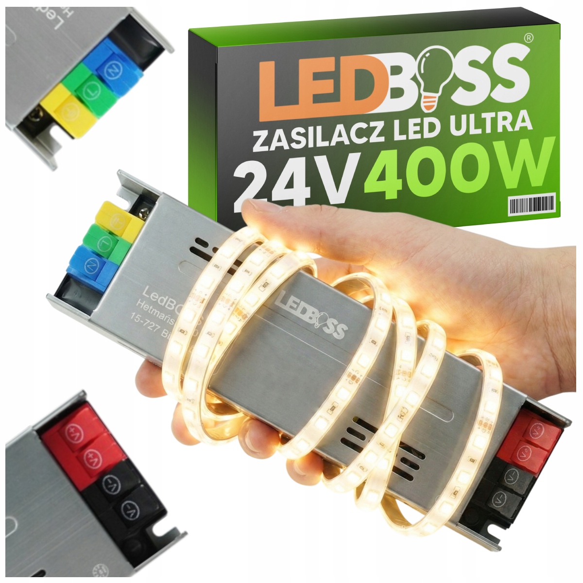 Zasilacz 24V 400W Led Ultra Slim Z Zaciskami Soft Transformator Ledboss