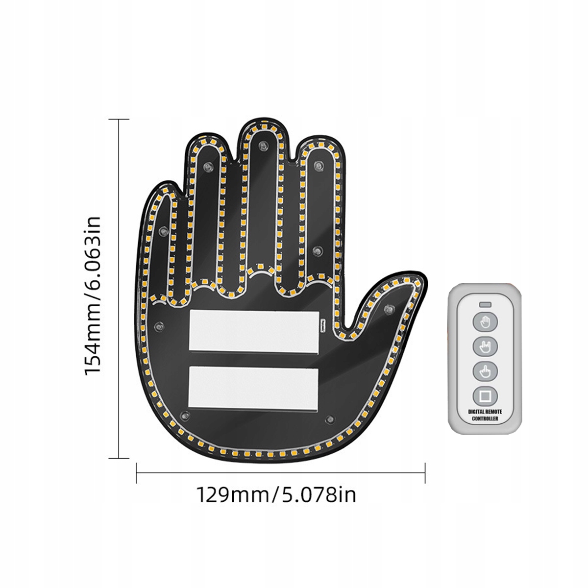 RĘKA LED NA TYLNĄ SZYBĘ SAMOCHODU SYGNALIZATOR GESTÓW ŚRODKOWY PALEC PILOT Stan opakowania oryginalne
