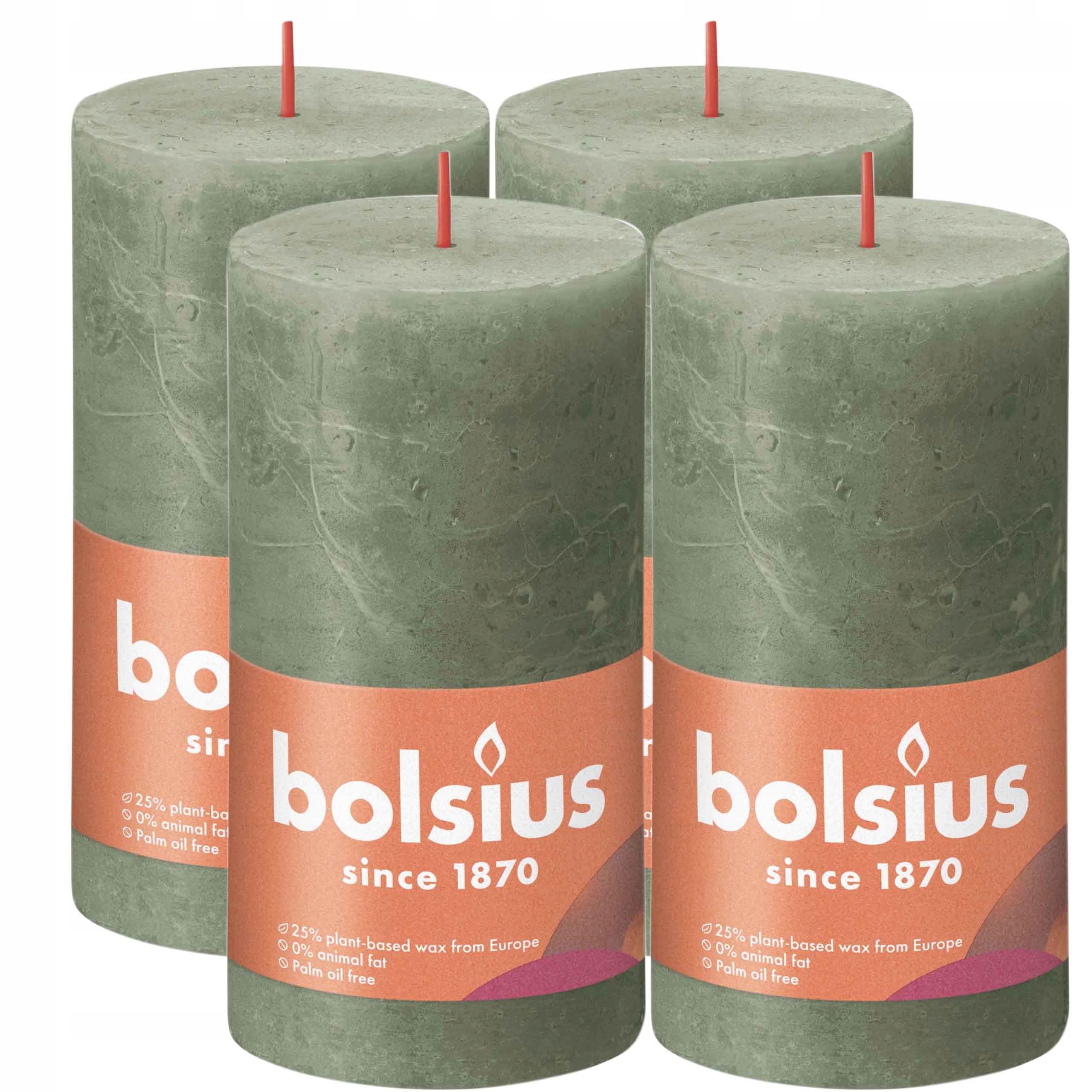 

Świeca walec Bolsius Shine ślub Zielony 13cm 4szt