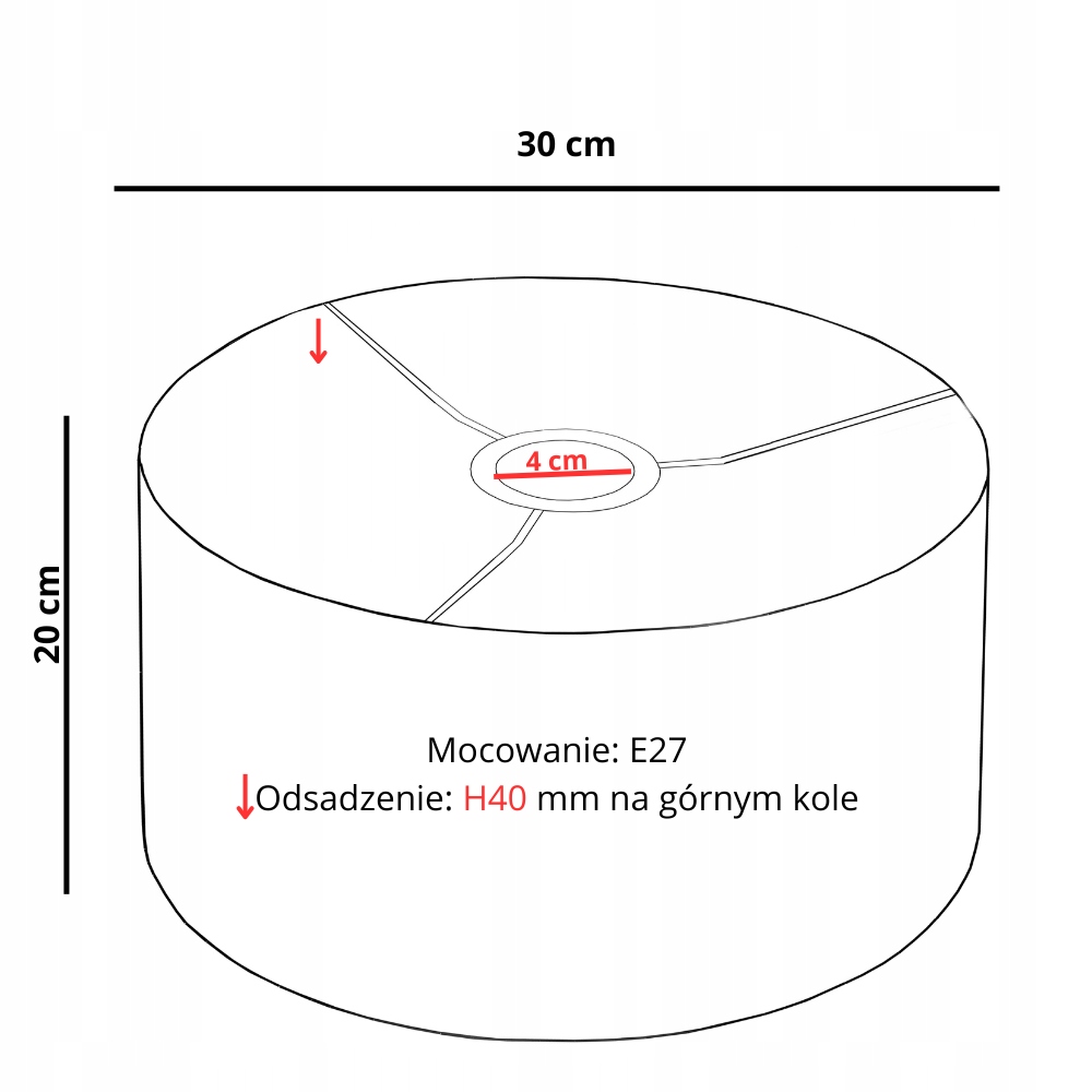 ABAŻUR KLOSZ WALEC DO LAMPY WISZĄCEJ STOJĄCEJ PASKI 30CM Kod producenta A082