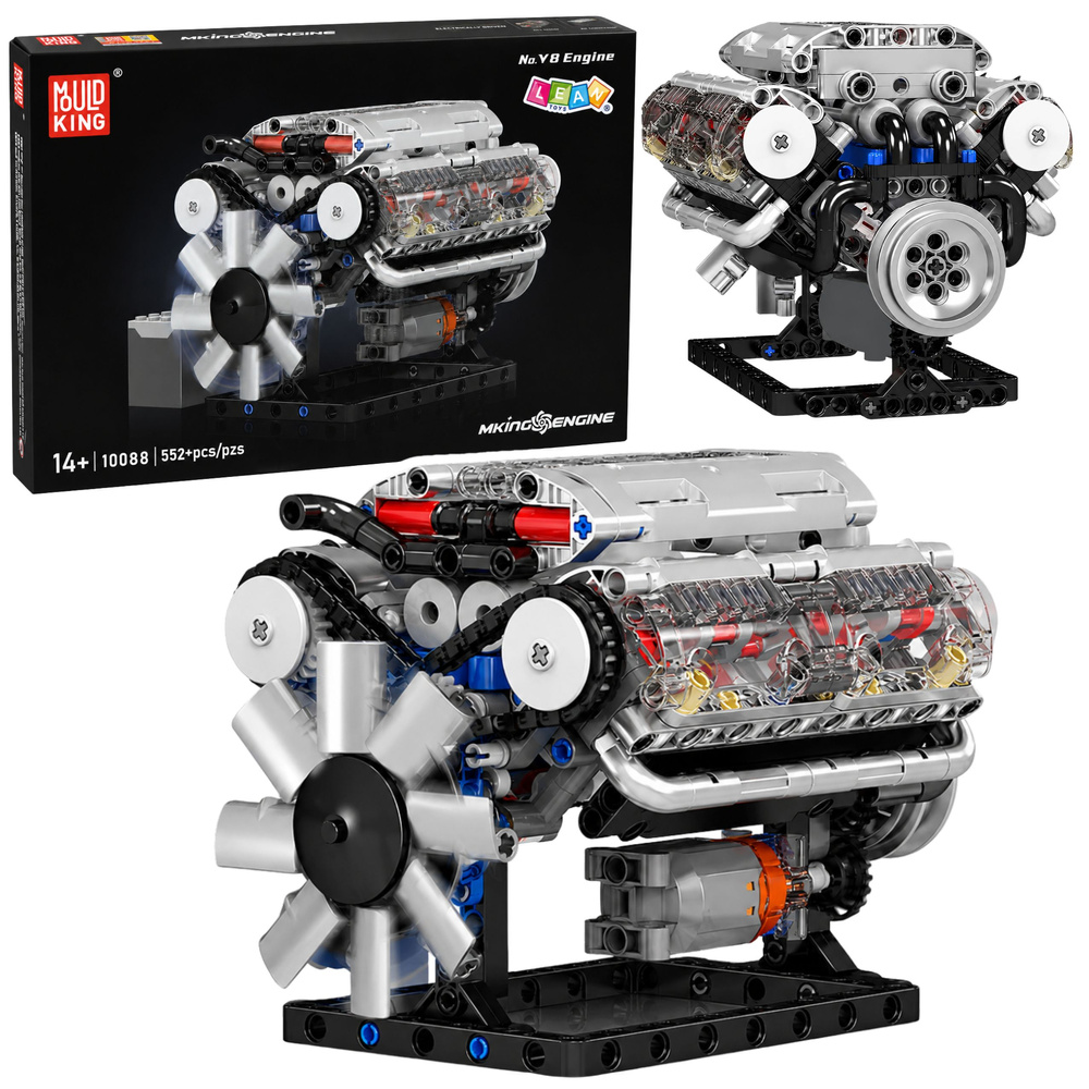 Klocki Konstrukcyjne Silnik V8 Model Mechaniczny Ruchome Tłoki 552 el.
