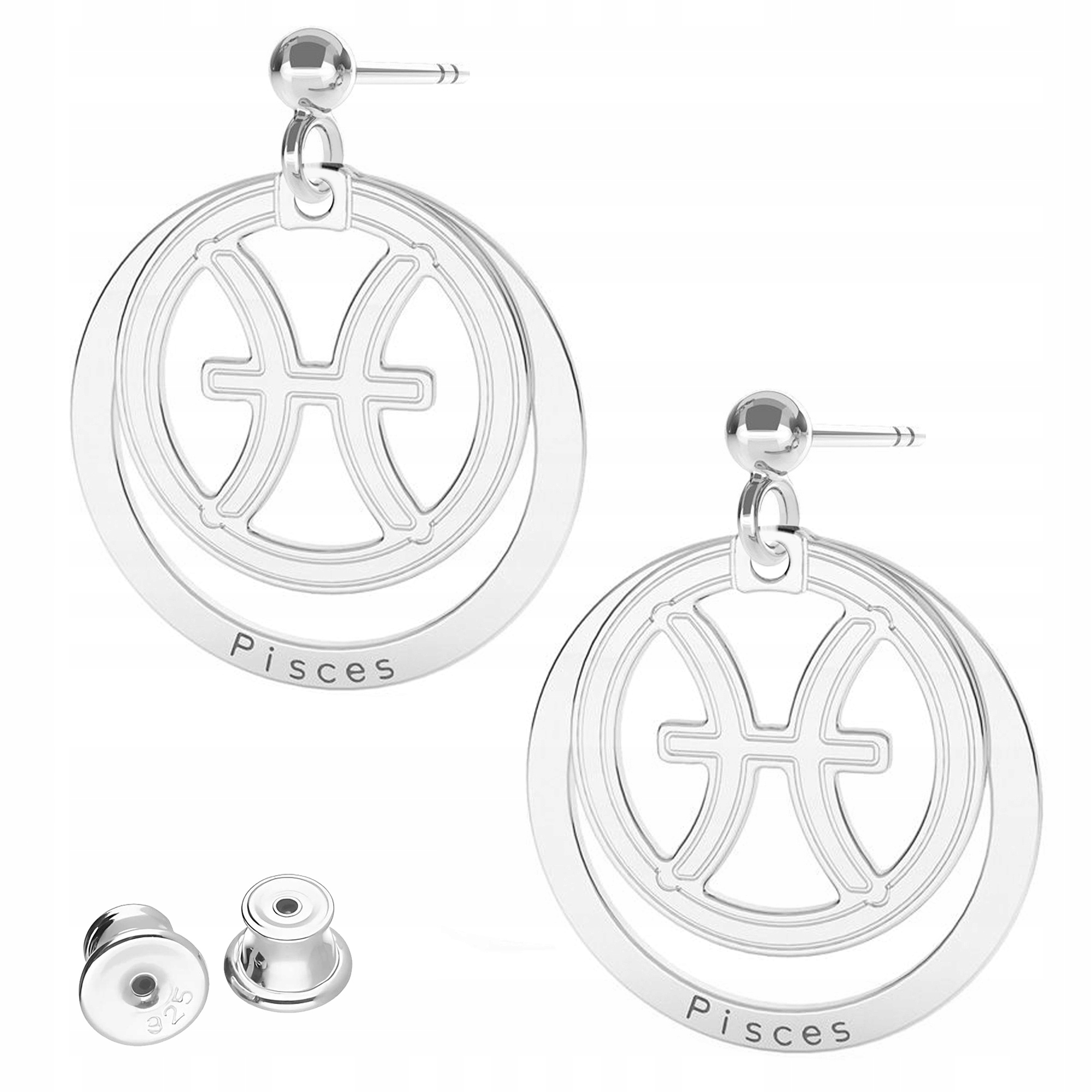 Stříbrné Náušnice Zodiac Ryby Pisces Zodiac pro ryby Stříbro 925