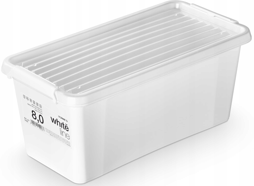 Pojemnik 8 l biały z pokrywą klipsy bpa free do żywności szafa kuchnia