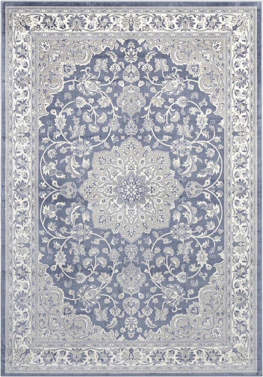 Koberec 160x230 do obývacího pokoje, tradiční klasický modro krémový vzor