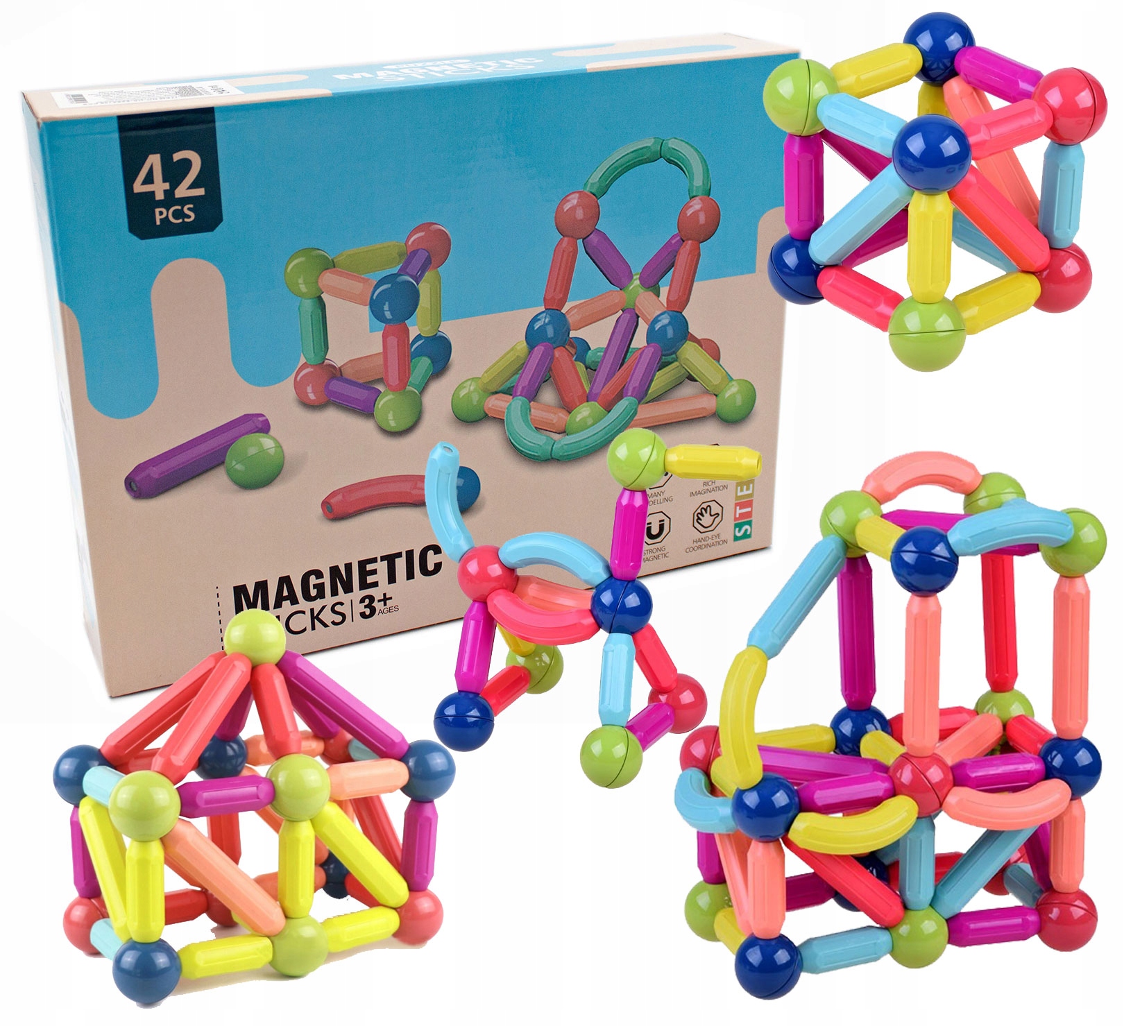

Klocki Magnetyczne Edukacyjne 3+ Magnetic sticks