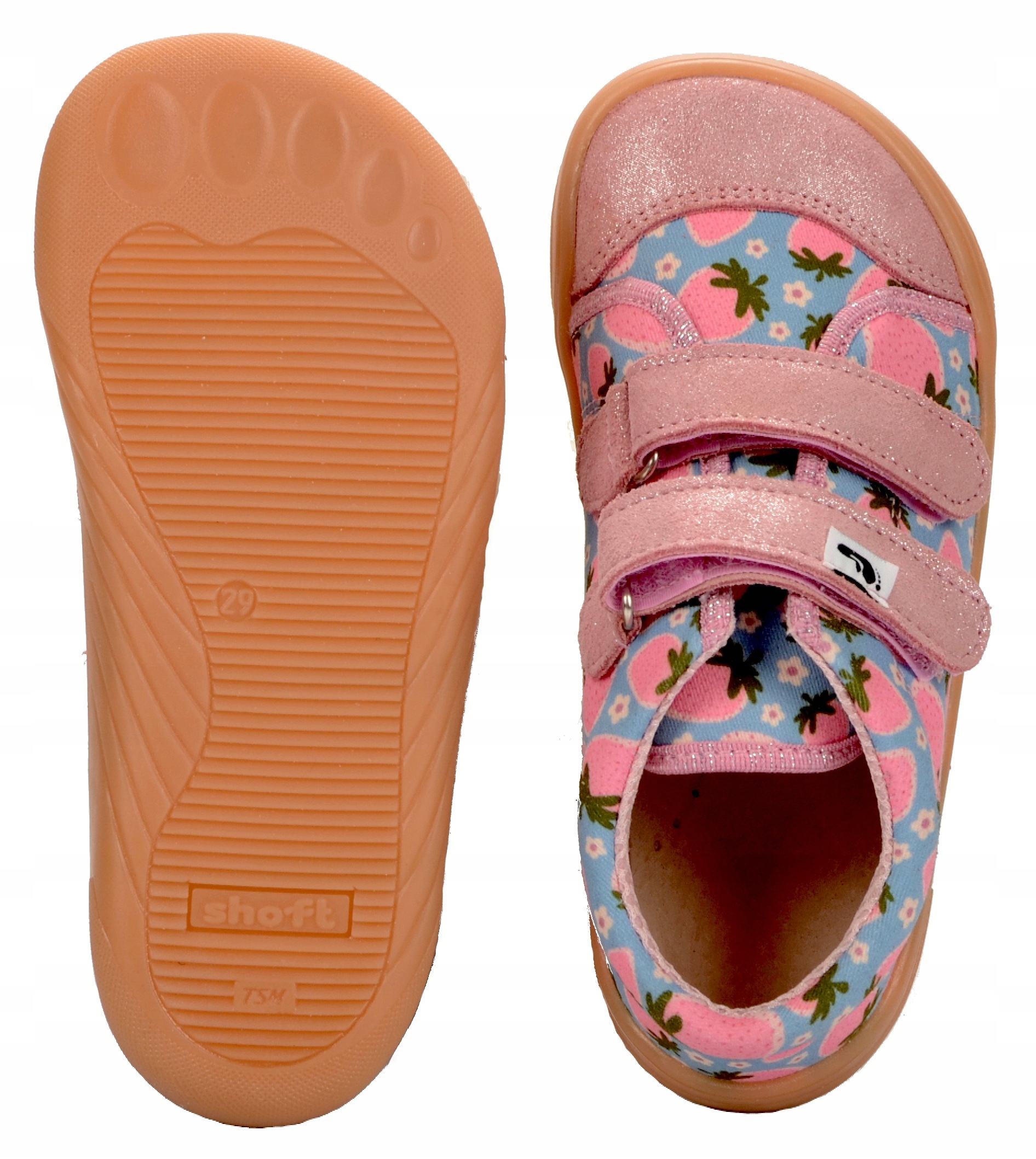 Kapcie Dziecięce Trampki Efoote Barefoot Polskie Skóra Rzepy Truskawki 27