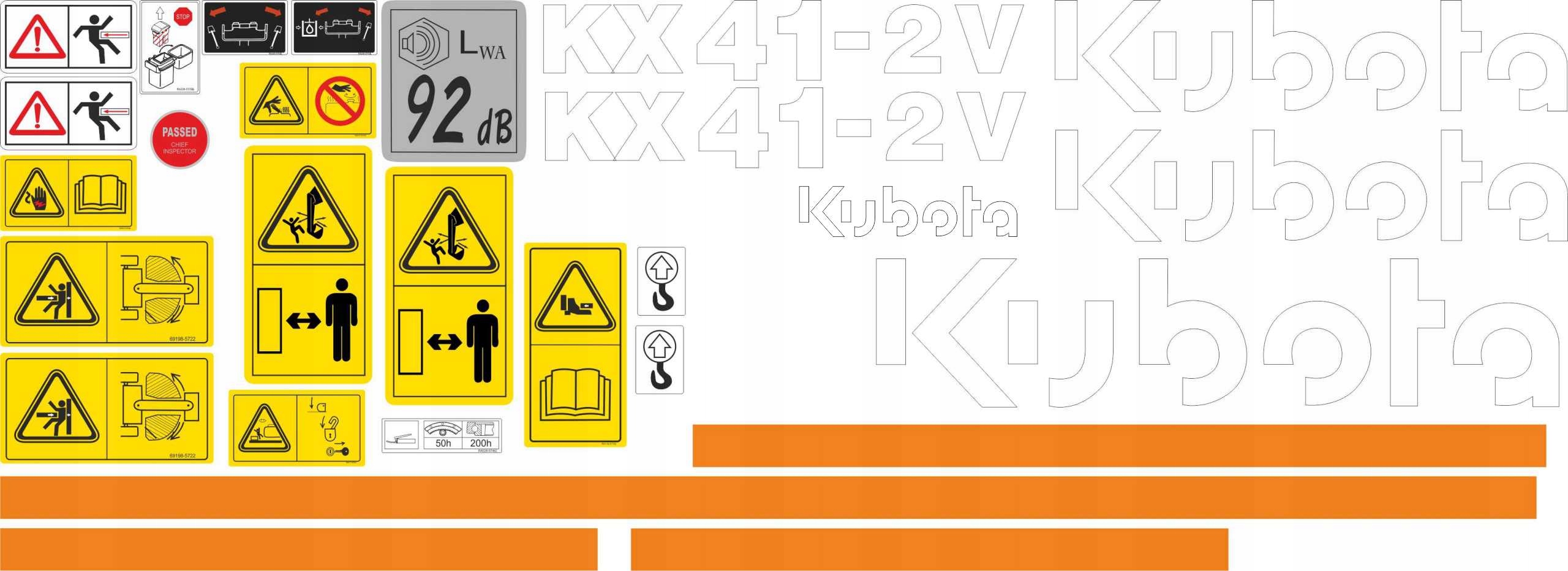 ZESTAW NAKLEJEK KUBOTA komplet NAKLEJKI 41-2V