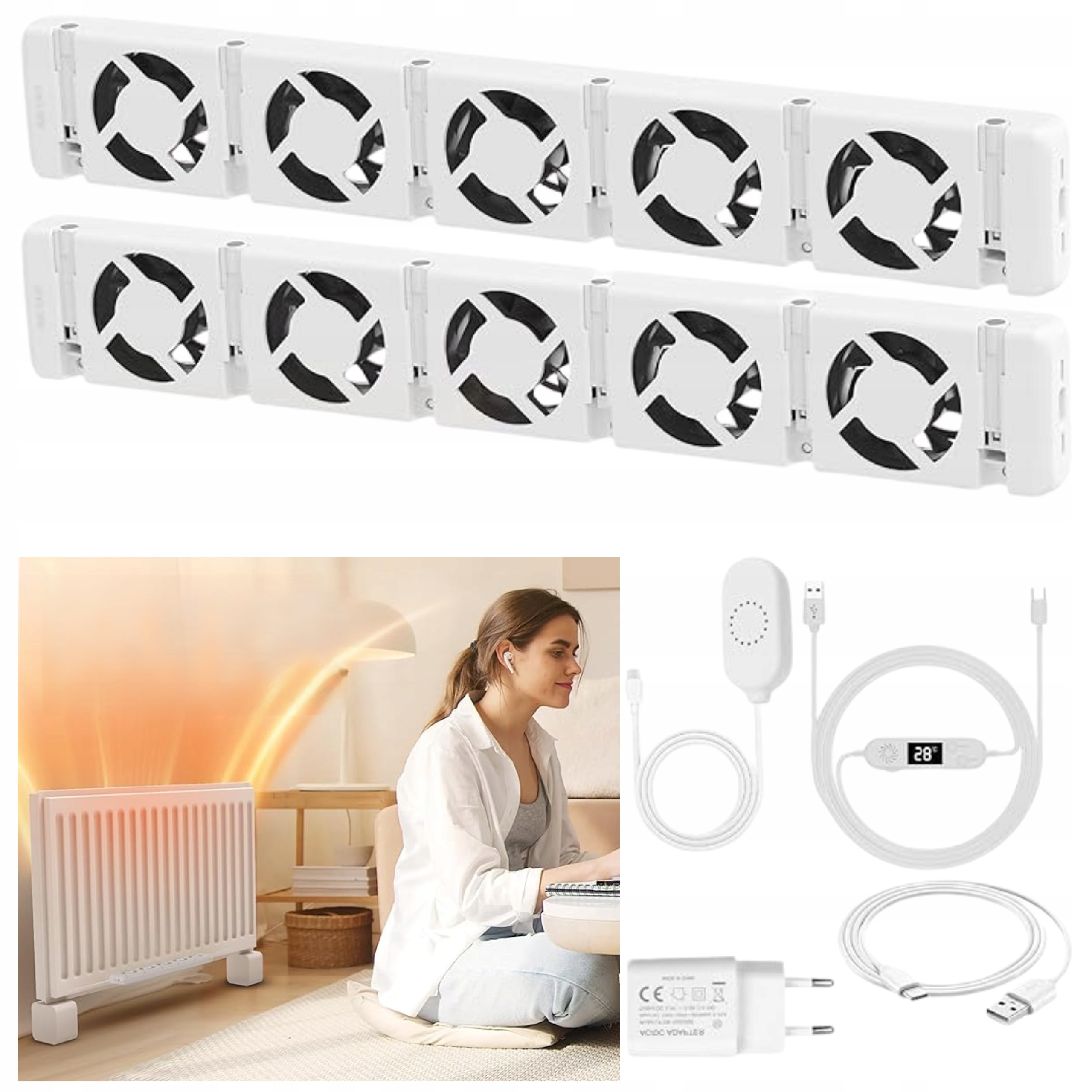 Ventilátor Na Fúkanie Na Radiátor Vykurovací Cylkulátor Vzduchu Výkonný 2 Ks