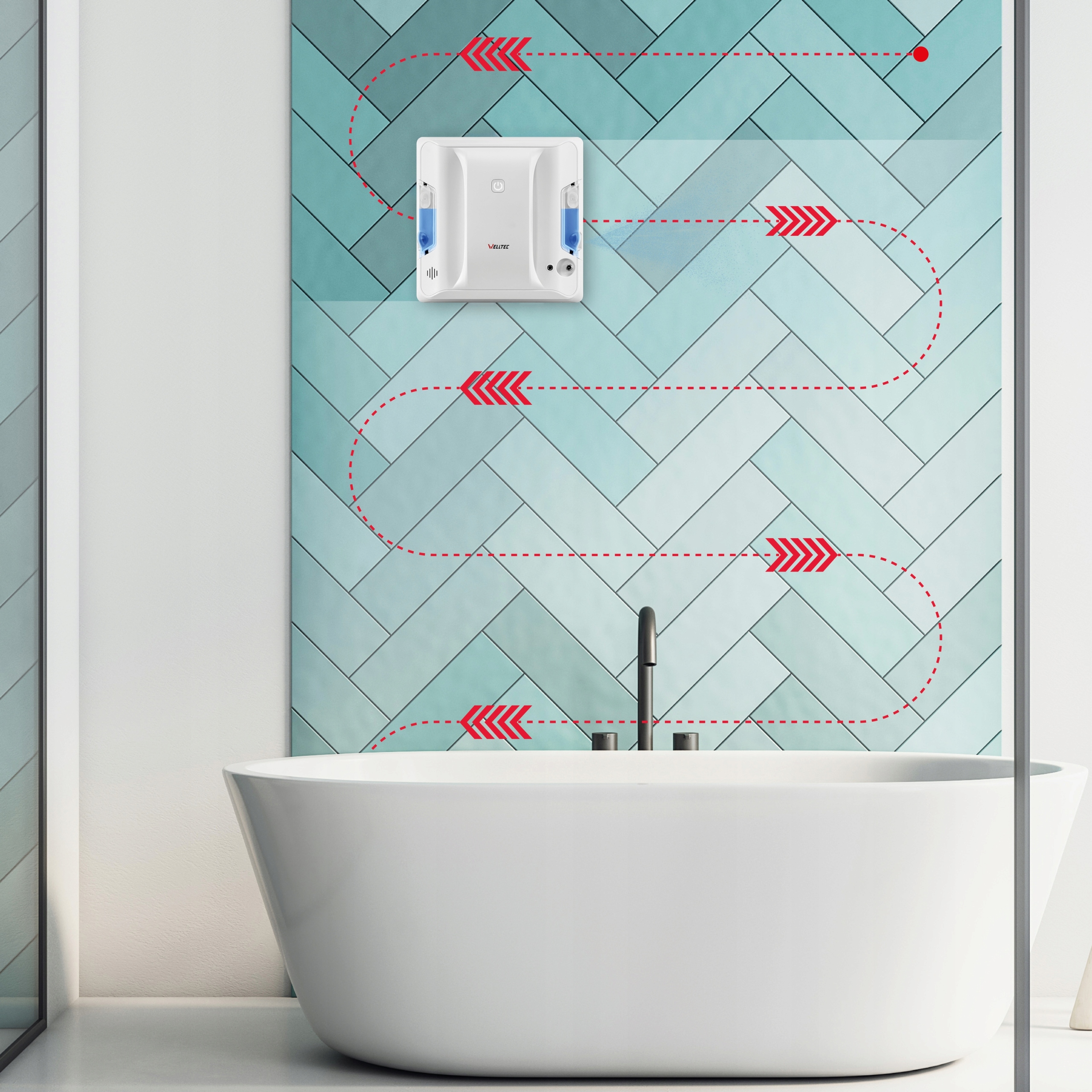 WELLTEC RX4 PRO - MYJKA DO OKIEN | 4000Pa | WiFi | PILOT + AKCESORIA Model RX4 Pro White