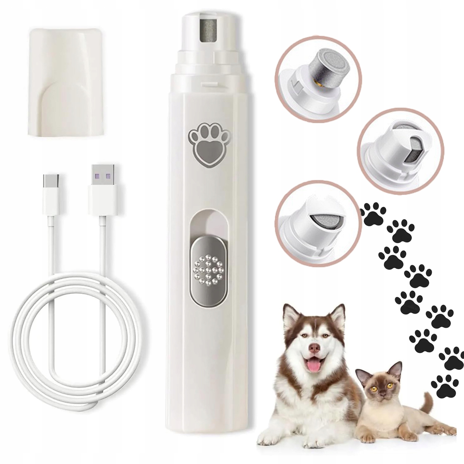 Levně Tichý Elektrický Bílý Pilník Na Drápky Psa A Kočky