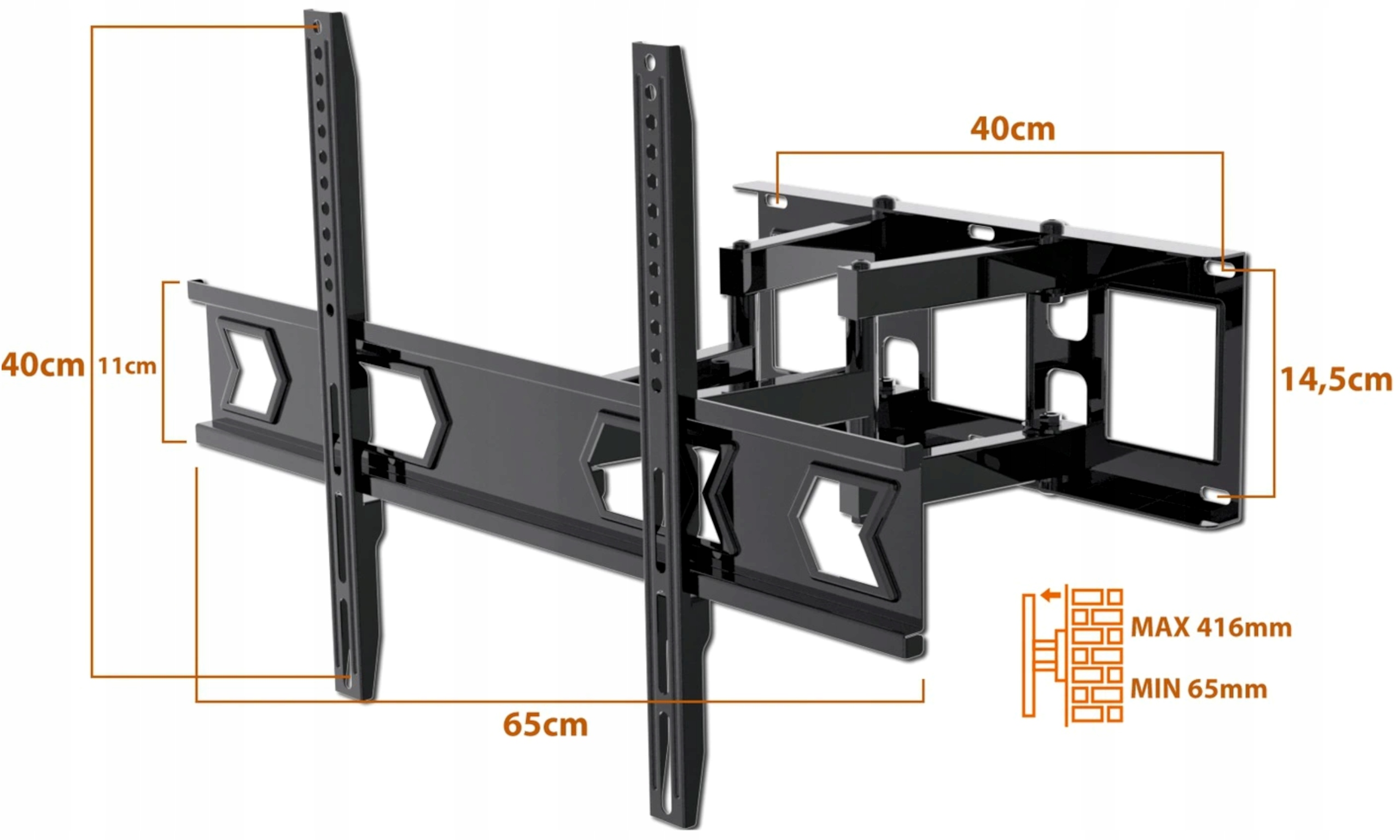 OBROTOWY UCHWYT ŚCIENNY TV LCD 37-75'' Z REGULACJĄ Model LCD102P