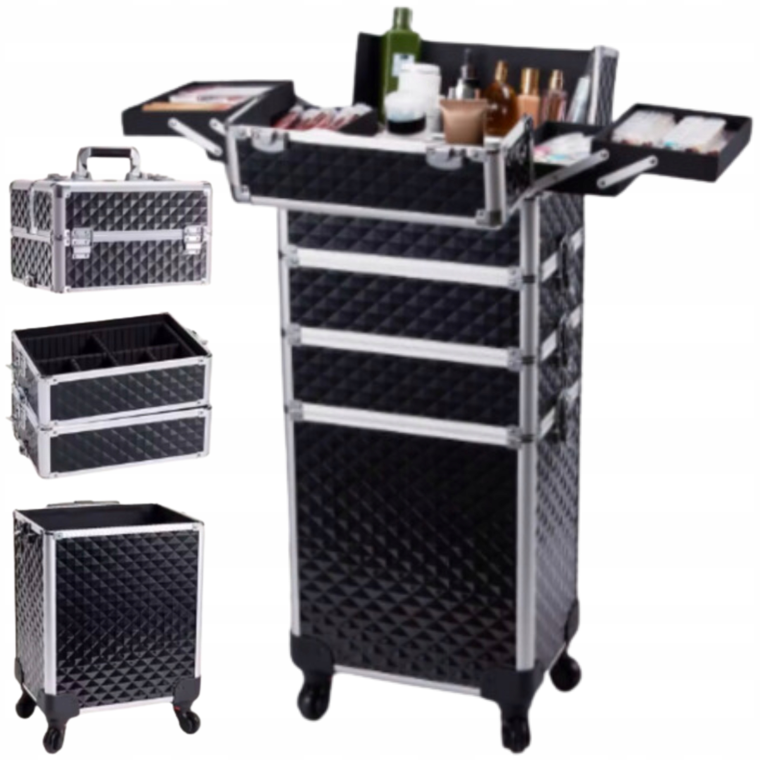 Kosmetický kufřík XXL Kufr na kosmetiku Lampička Velký organizér 95x34x25