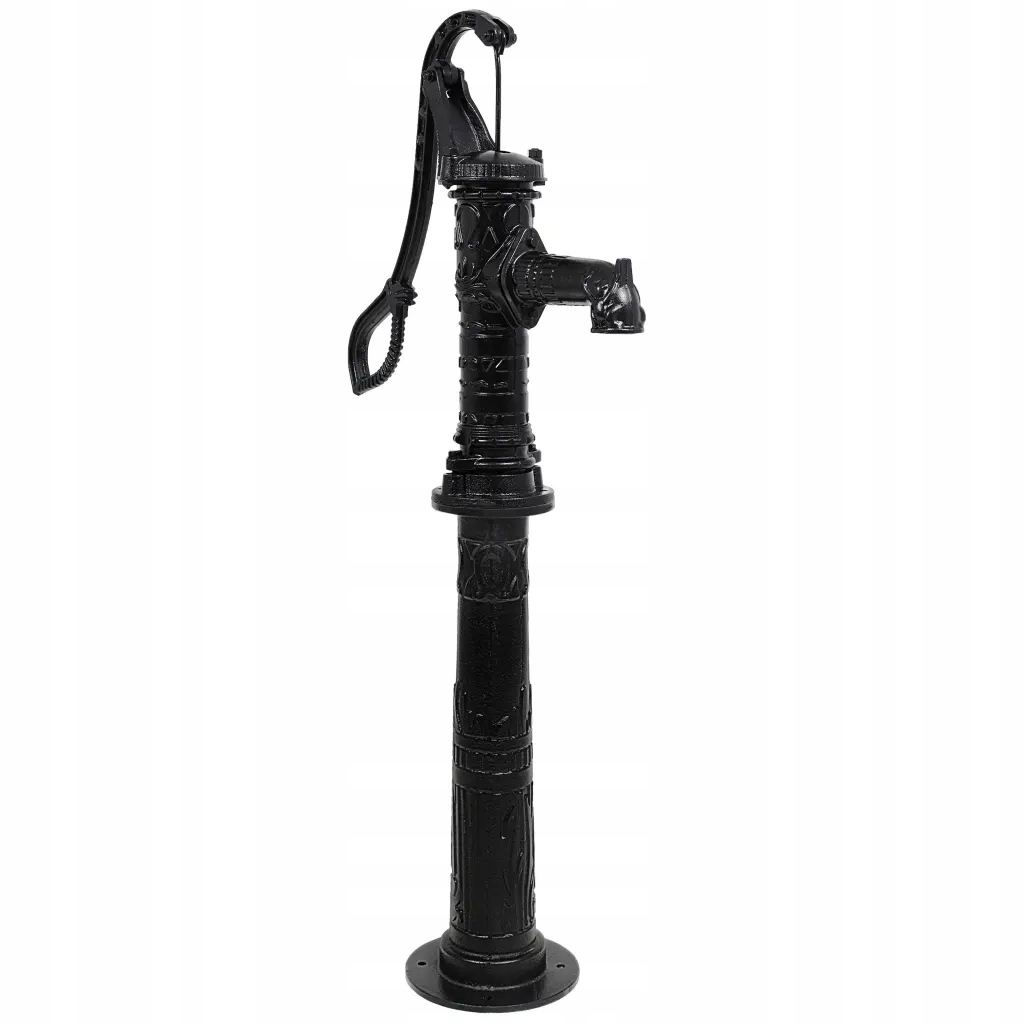 Litínová Ruční Vodní Pumpa se Stojanem, Černá, 40x15x68 cm, Výška 135 cm