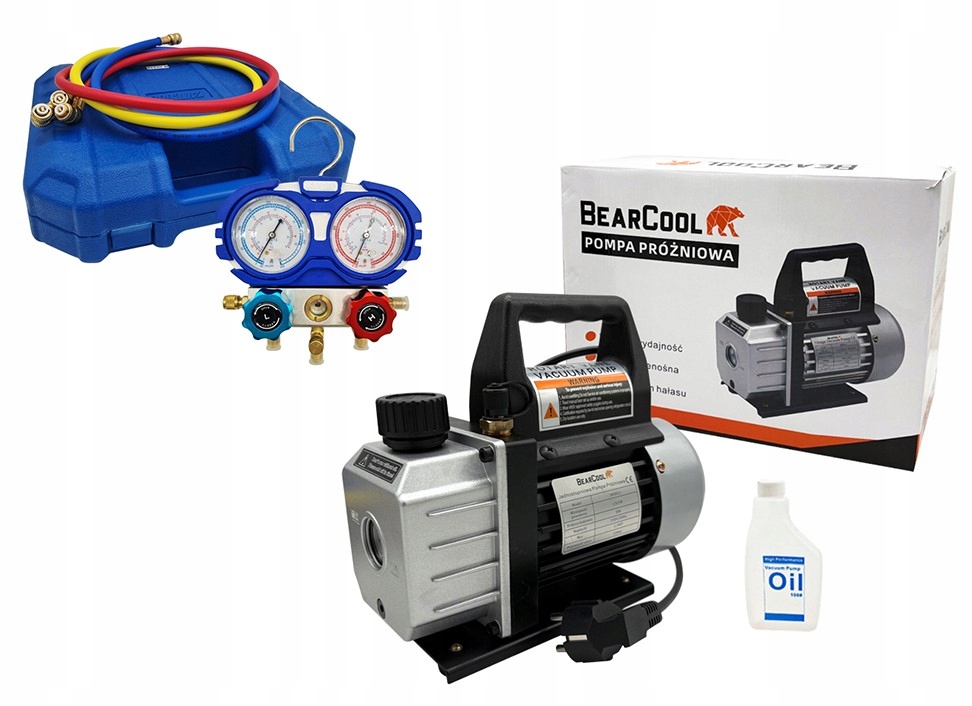 Vákuová pumpa SPV115 42 l/min manometre R32 R410A s hadicami