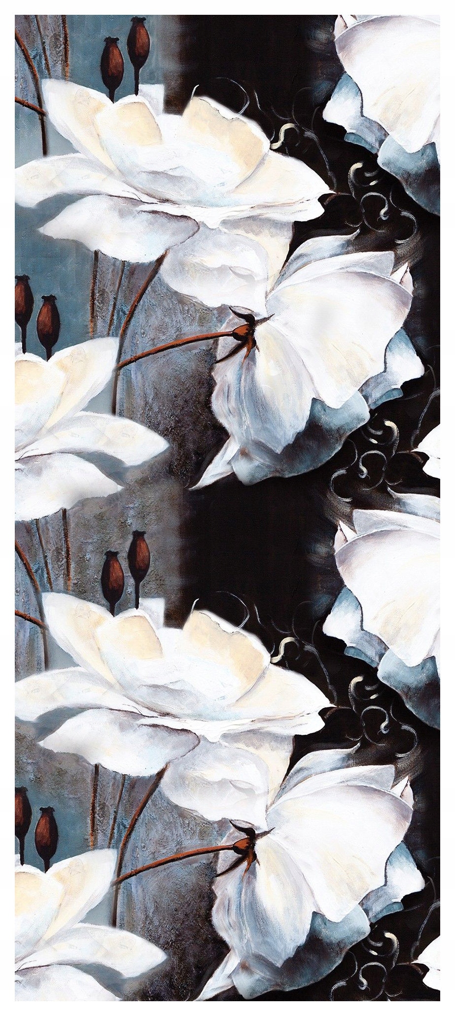 Samolepka Fototapeta Bílé květy na tmavém pozadí Elegance a styl 91x211