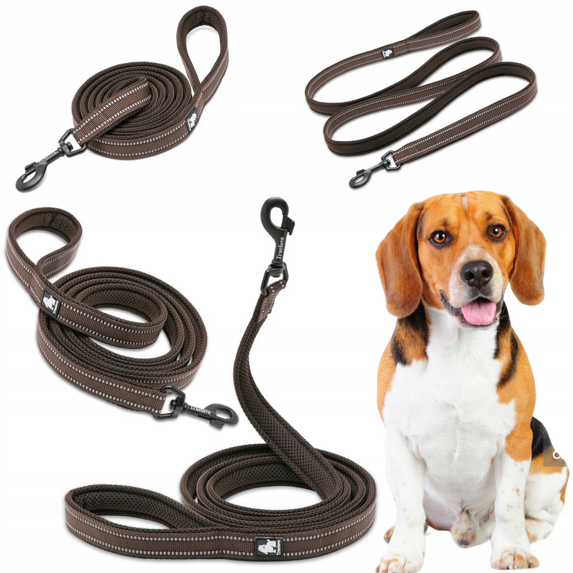 Levně Vodítko psy reflexní silné Truelove aktivní hnědé 200 cm Velikost M