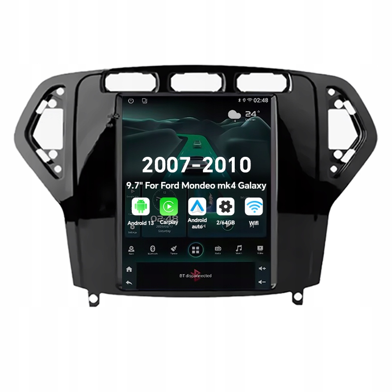 9,7" 2Din autorádio s Androidom 13 pre Ford Mondeo MK4 Galaxy s klimatizáciou 2007-2010