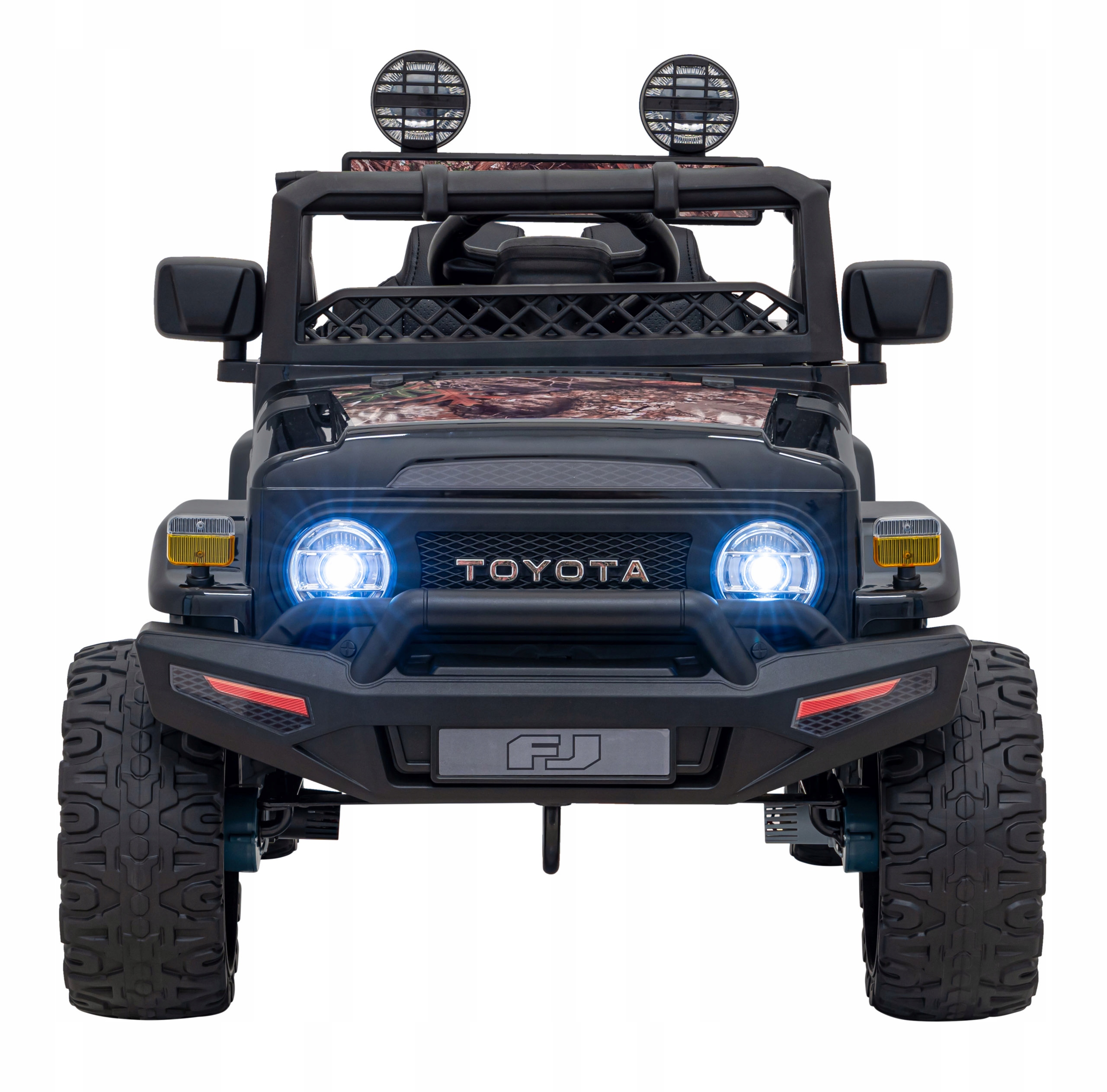 Toyota Fj Cruiser dla dzieci Czarny Liście Pilot Napęd 4x4 Audio Led