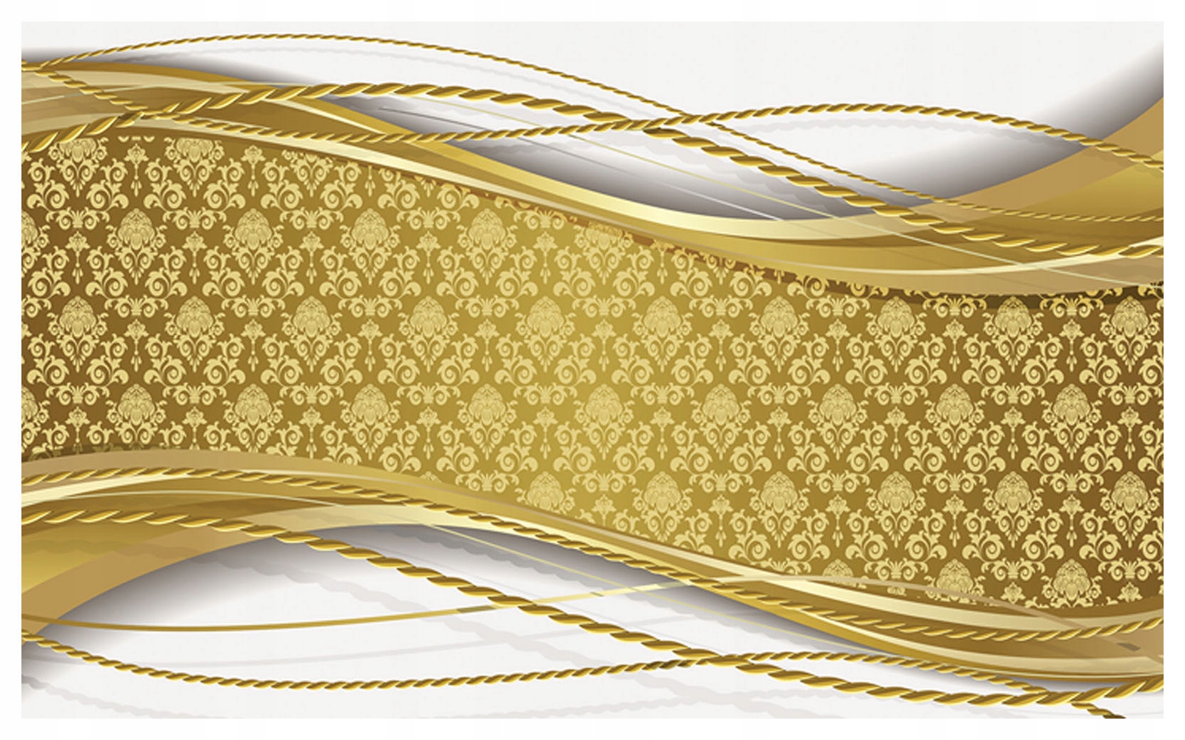 Vliesová fototapeta Zlatý damašek s vlnami a ornamentom 350x250 do obývačky lepidlo