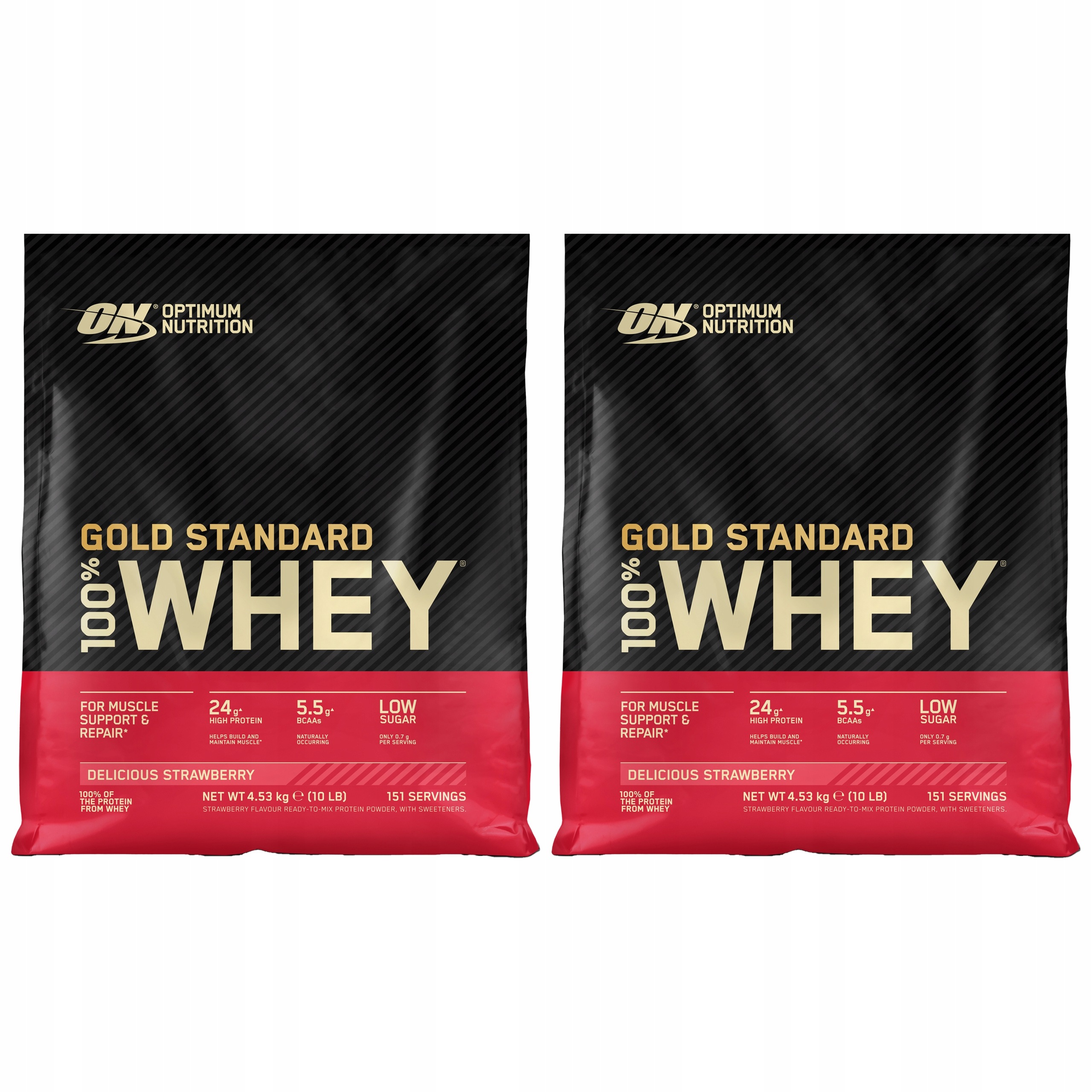 2x Optimum Nutrition Gold Standard Whey 4530g Protein Wpc Wpi Jahoda
