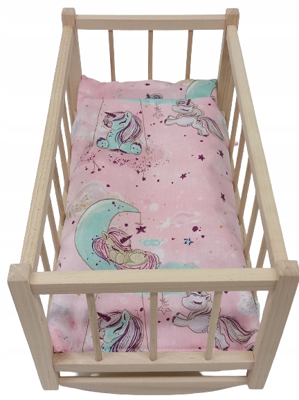 KOŁYSKA DLA LALEK DREWNIANA DLA LALKI +POŚCIEL 3EL