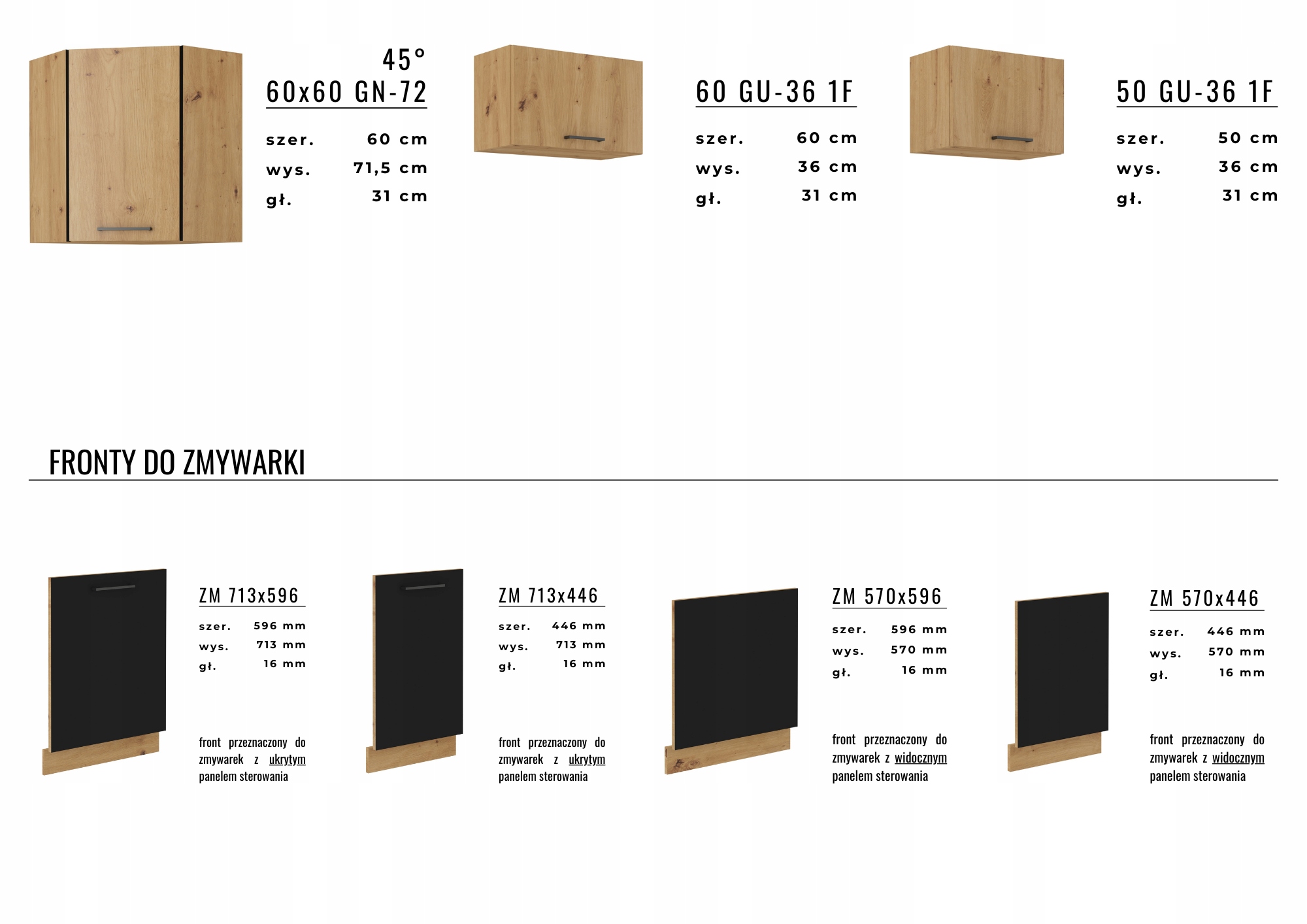 Szafka kuchenna OSLO 40 D 3S BB *cichy domyk* Kolor frontów czarny