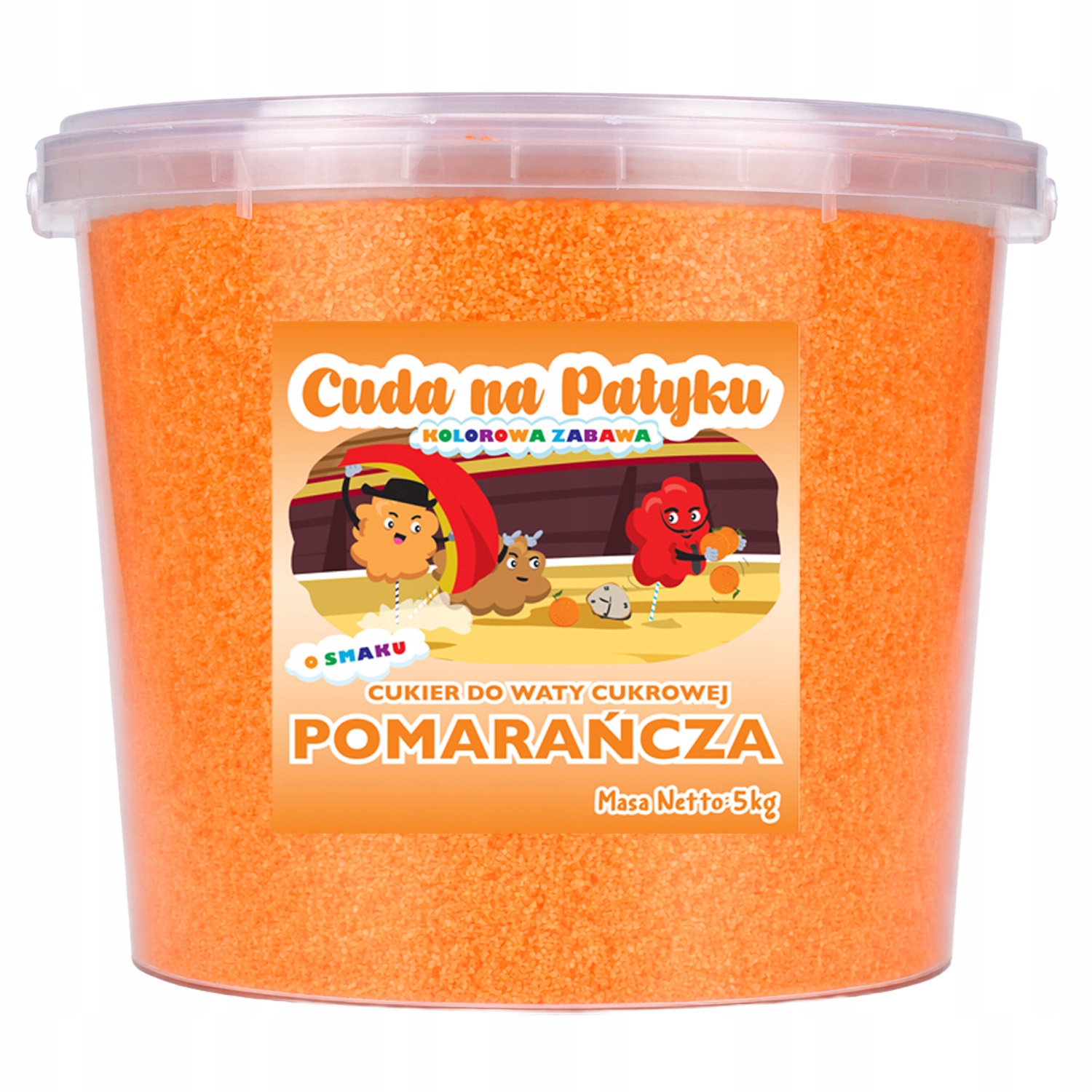 Barevný Cukr na cukrovou vatu s příchutí pro stroje 5 kg, oranžový