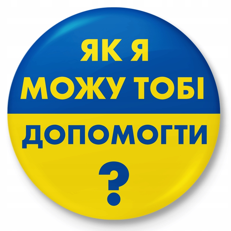 

Button przypinka Jak mogę Ci pomóc Wolna Ukraina